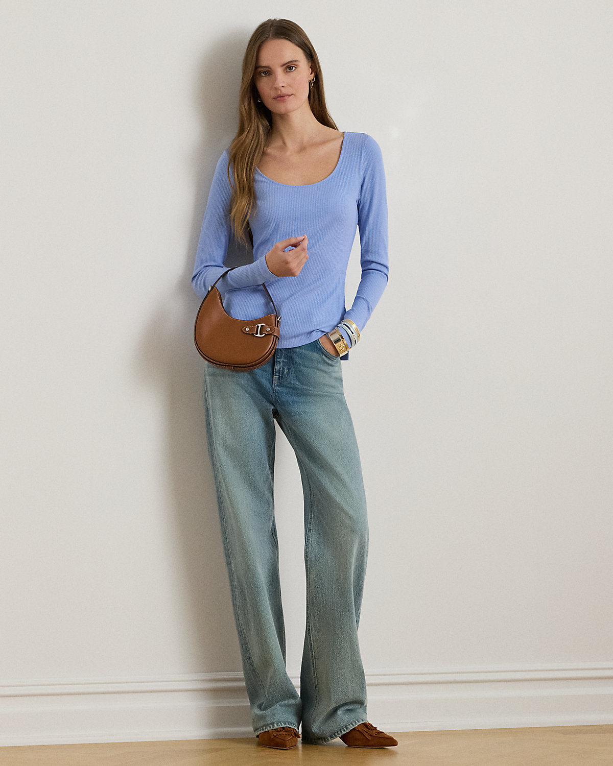 Ralph Lauren RibKnit LongSleeve Scoopneck Tee