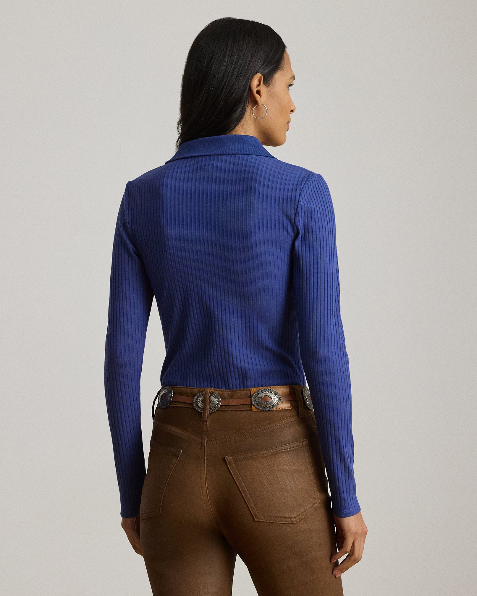 Ralph Lauren RibKnit LongSleeve Polo Top