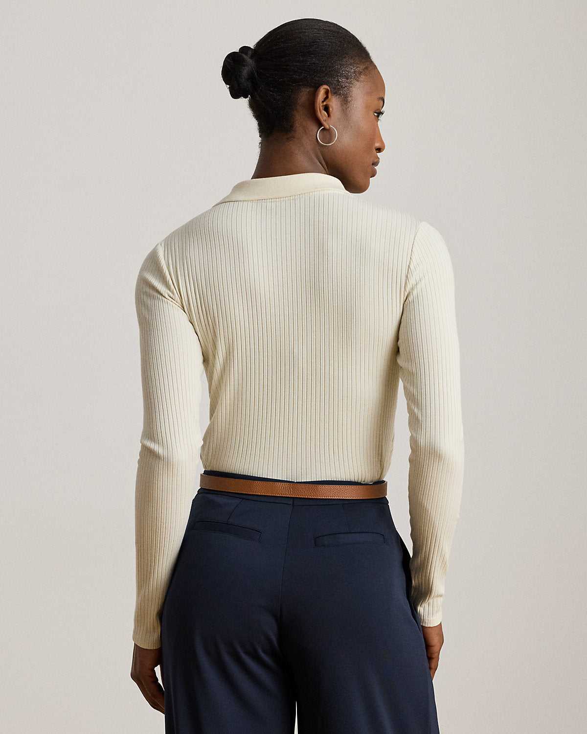 Ralph Lauren RibKnit LongSleeve Polo Top