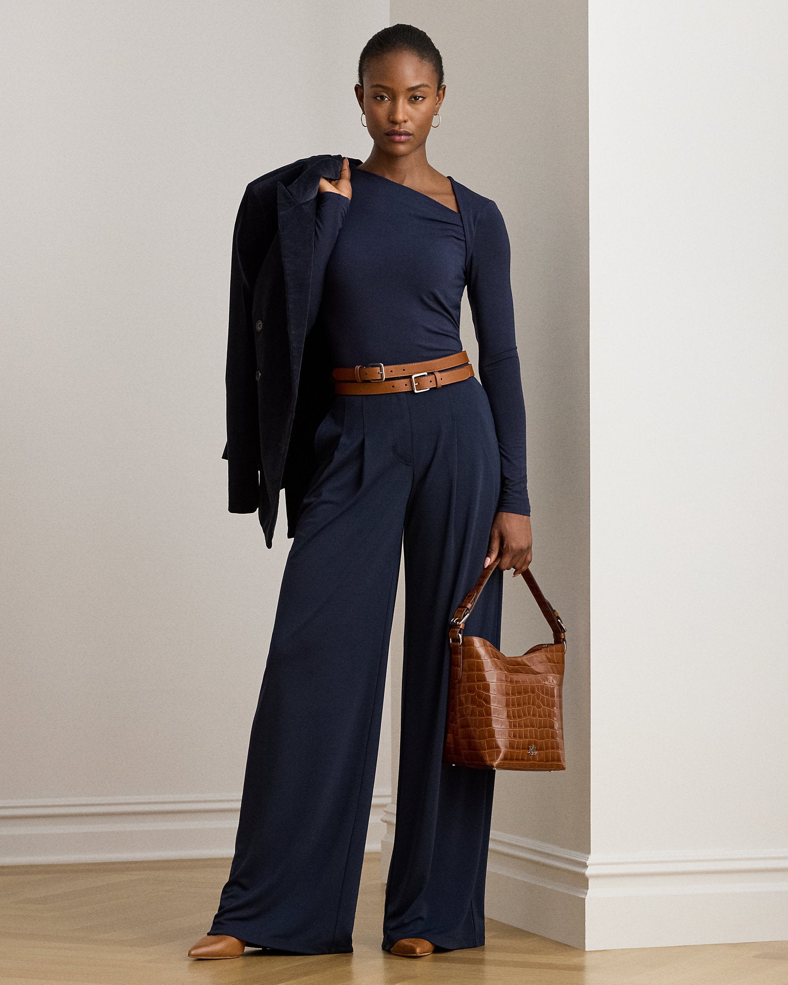 Ralph Lauren Stretch Jersey Asymmetrical Top