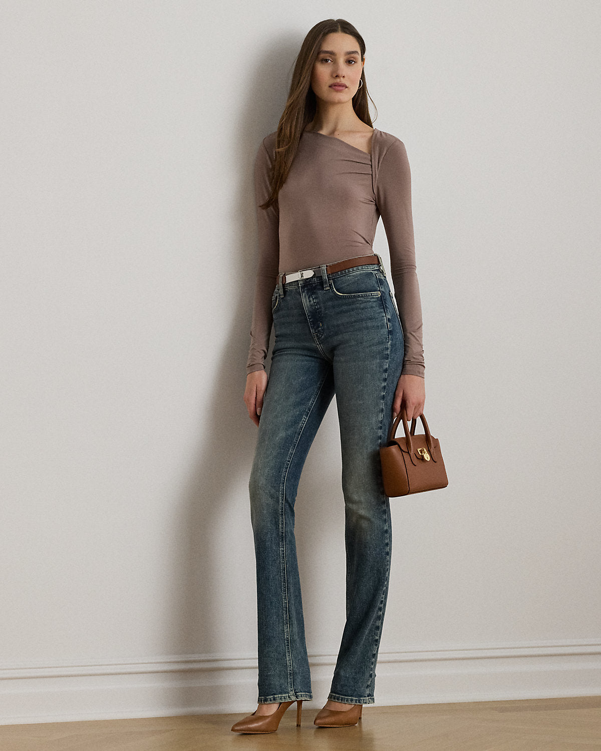 Ralph Lauren Stretch Jersey Asymmetrical Top