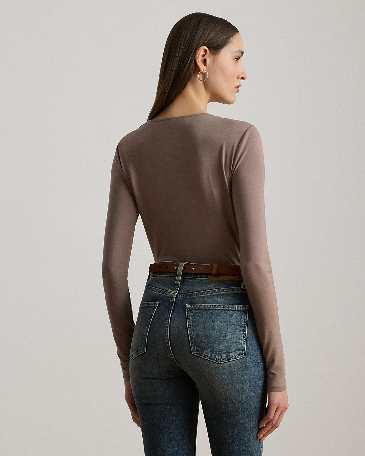 Ralph Lauren Stretch Jersey Asymmetrical Top