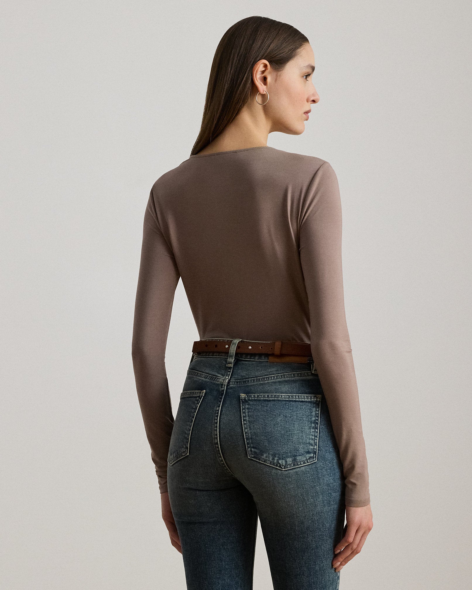 Ralph Lauren Stretch Jersey Asymmetrical Top