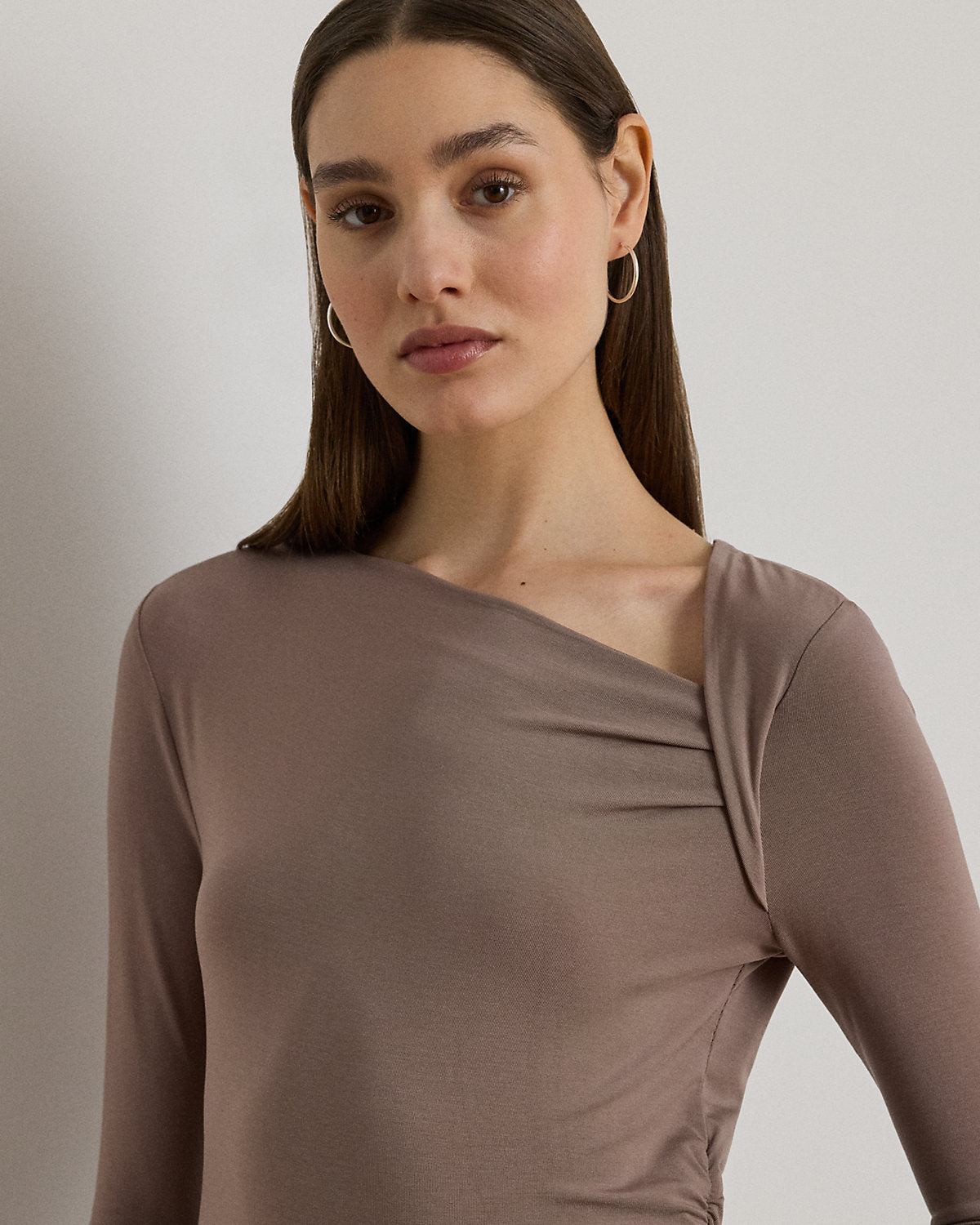 Ralph Lauren Stretch Jersey Asymmetrical Top