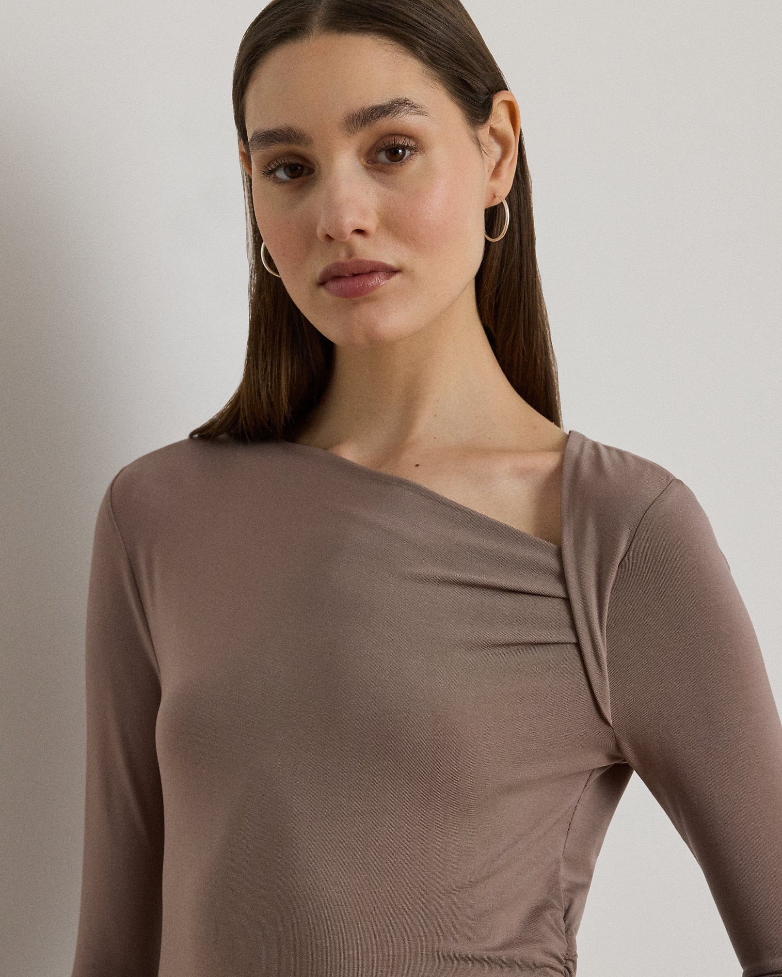 Ralph Lauren Stretch Jersey Asymmetrical Top