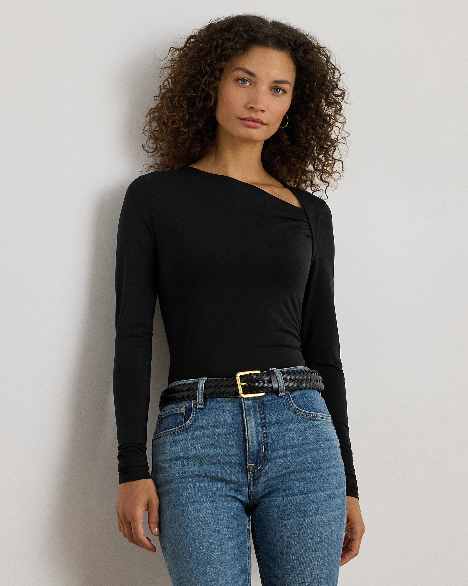 Ralph Lauren Stretch Jersey Asymmetrical Top