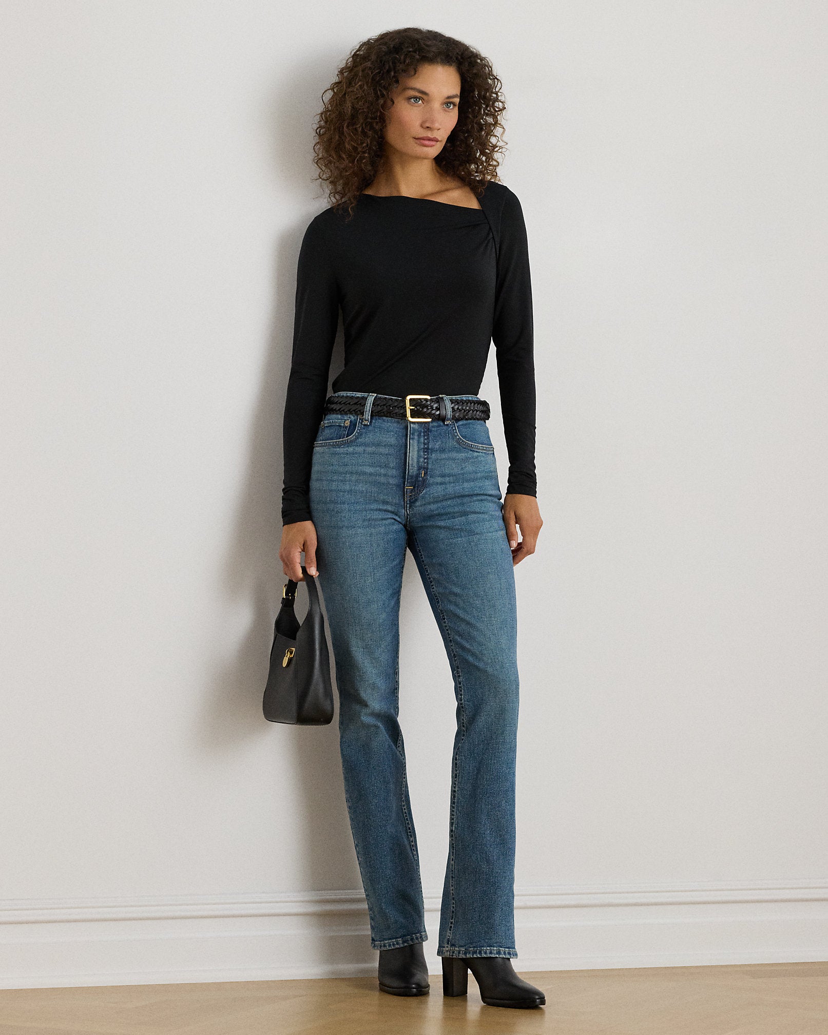 Ralph Lauren Stretch Jersey Asymmetrical Top