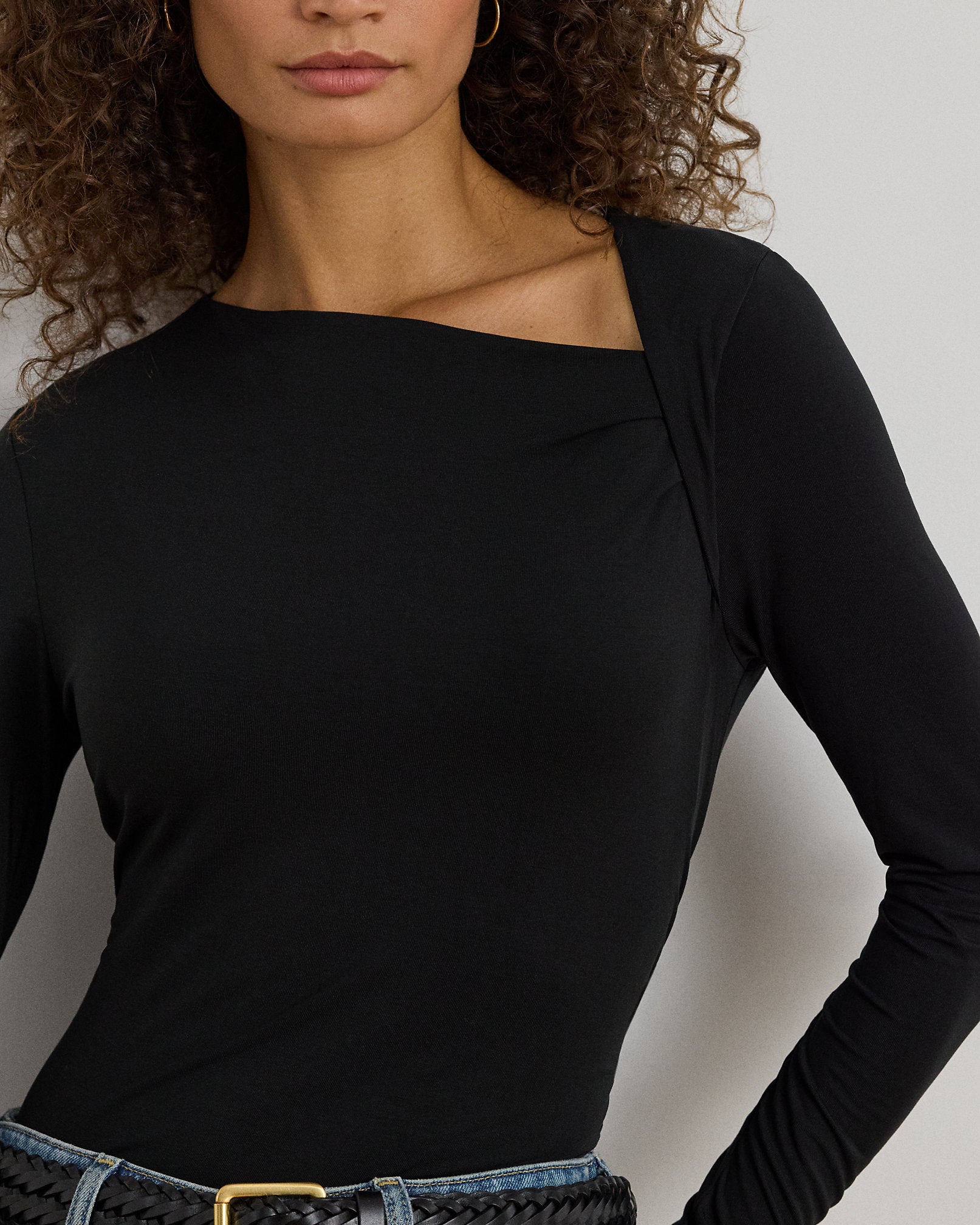 Ralph Lauren Stretch Jersey Asymmetrical Top