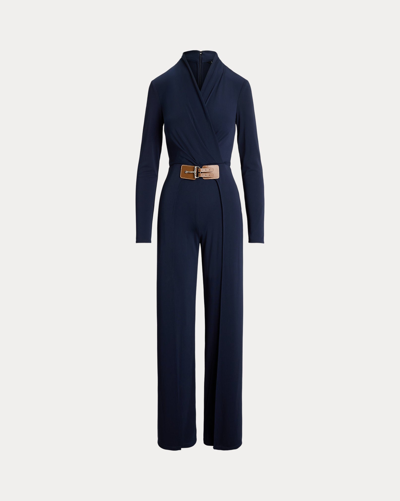 Ralph Lauren BuckleTrim Jersey Surplice Jumpsuit