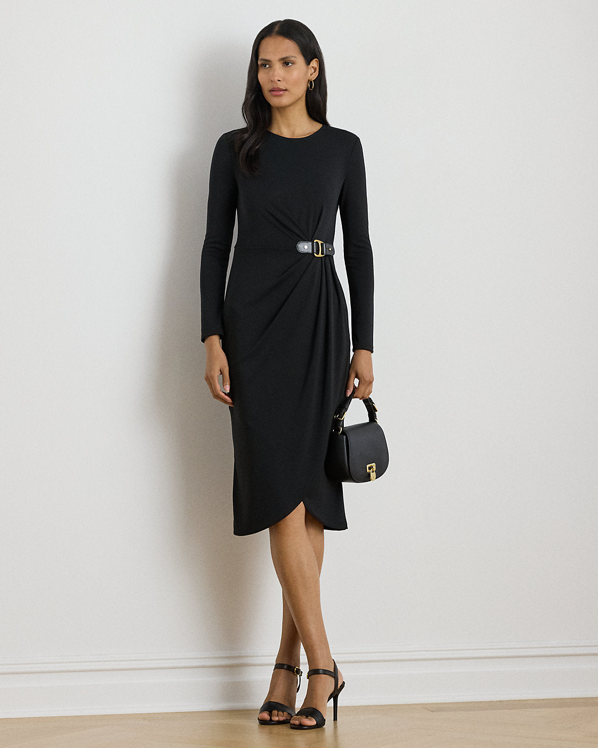 Ralph Lauren BuckleTrim Stretch Jersey Dress