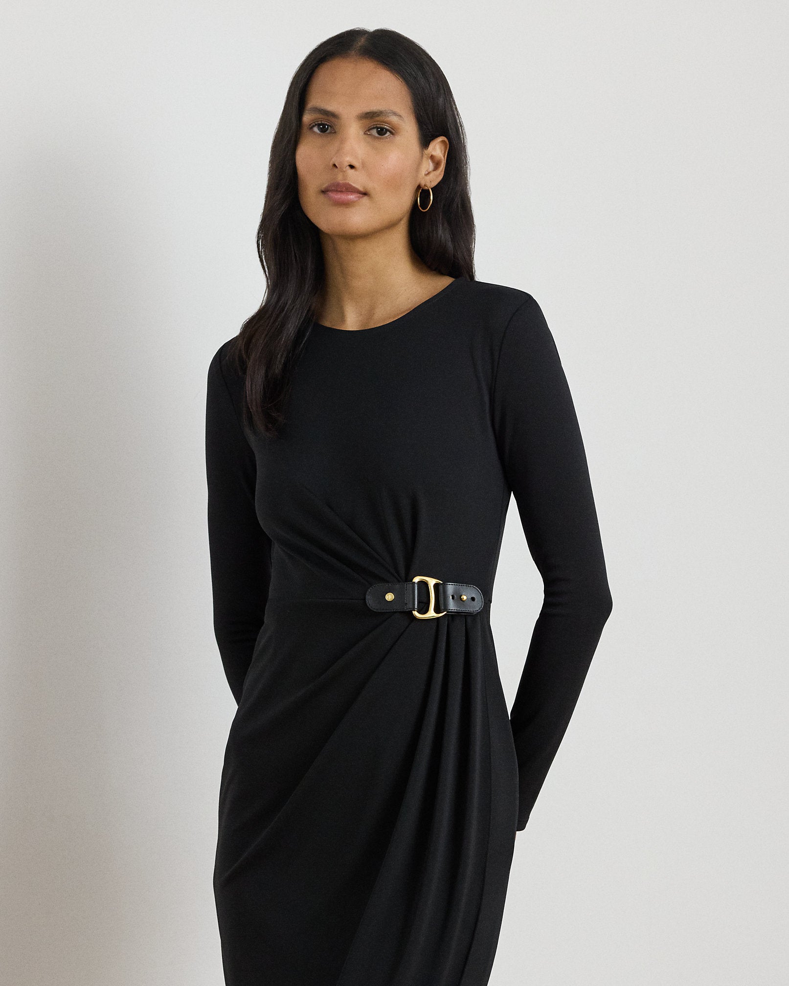 Ralph Lauren BuckleTrim Stretch Jersey Dress