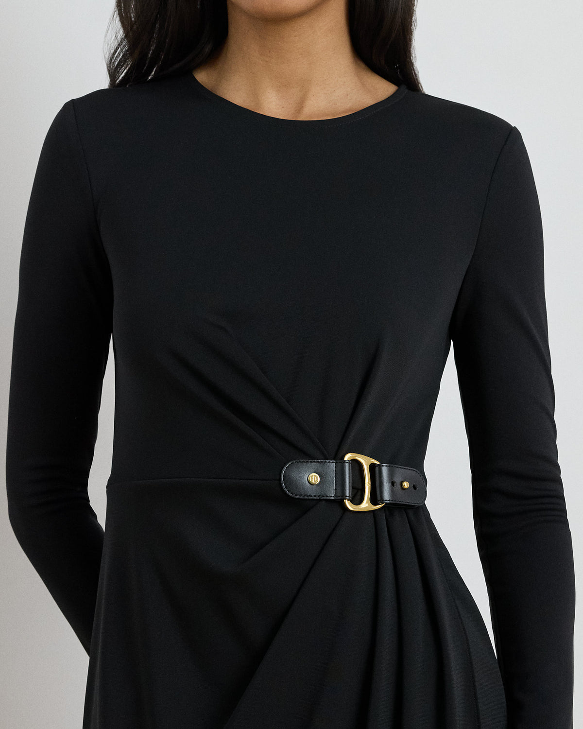 Ralph Lauren BuckleTrim Stretch Jersey Dress