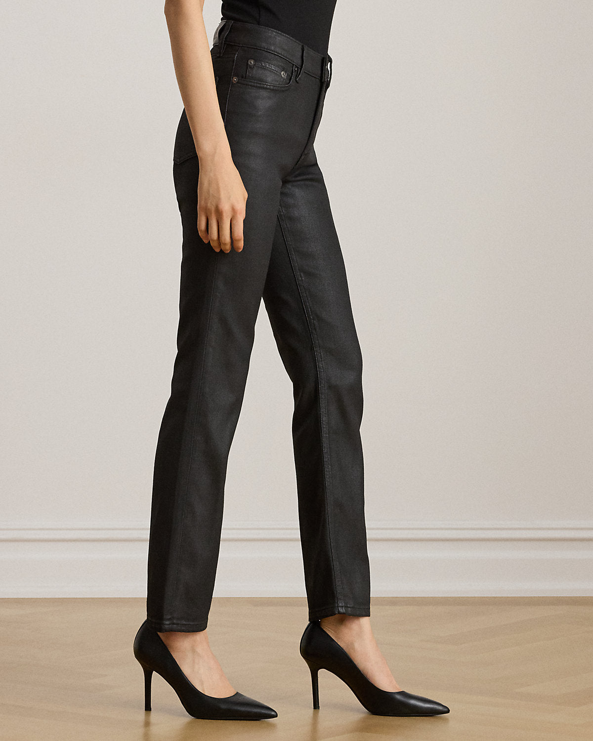 Ralph Lauren Coated HighRise Straight Ankle Jean
