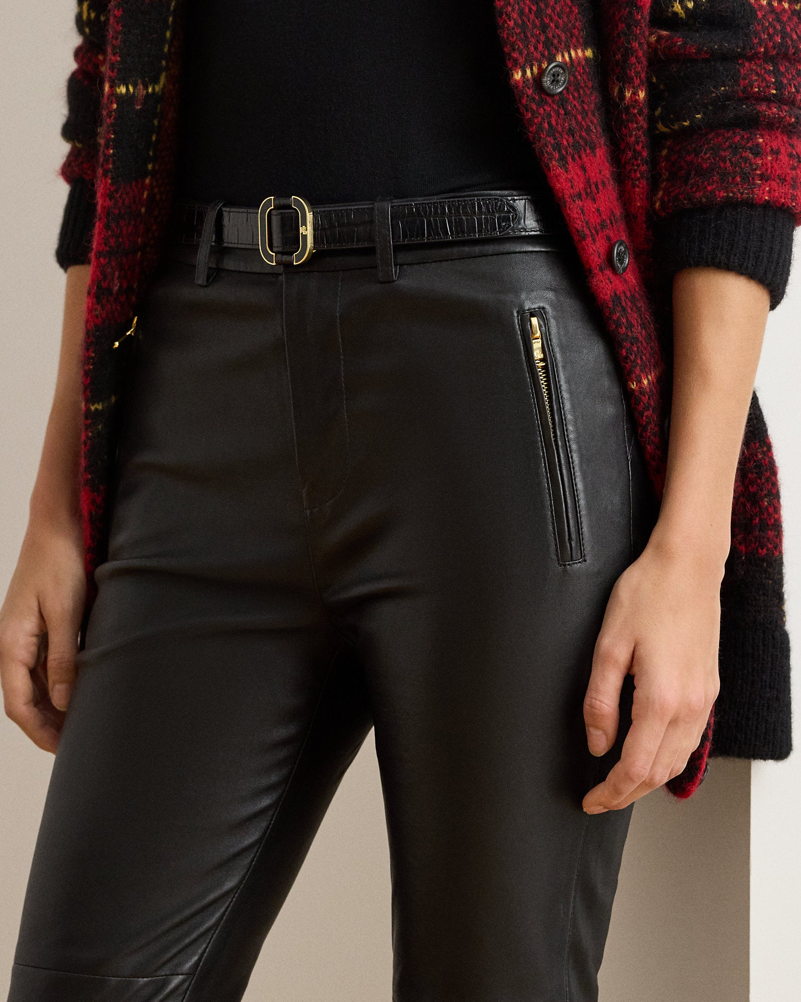 Ralph Lauren Lambskin Skinny Ankle Pant