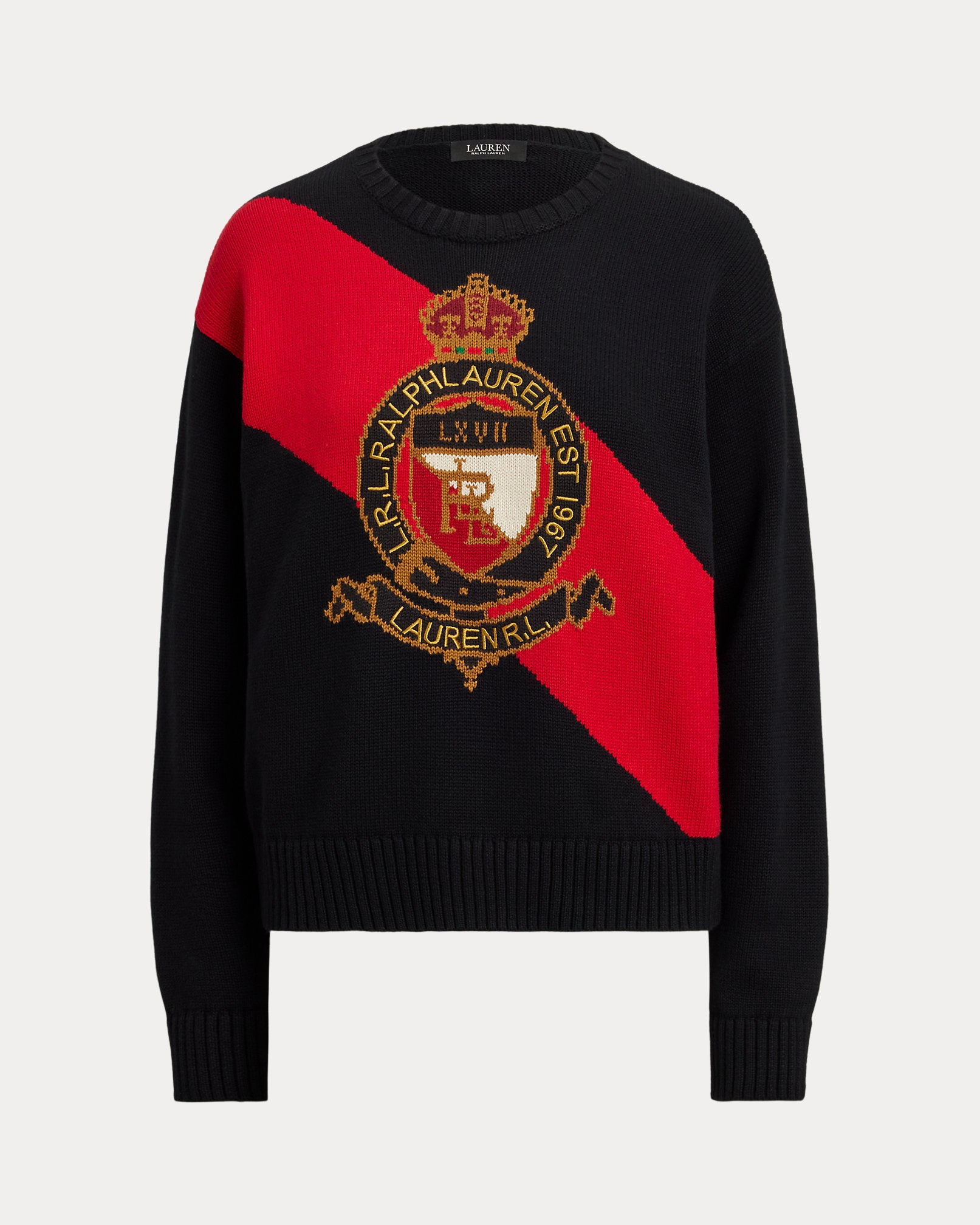 Ralph Lauren ColorBlocked Crest Cotton Sweater