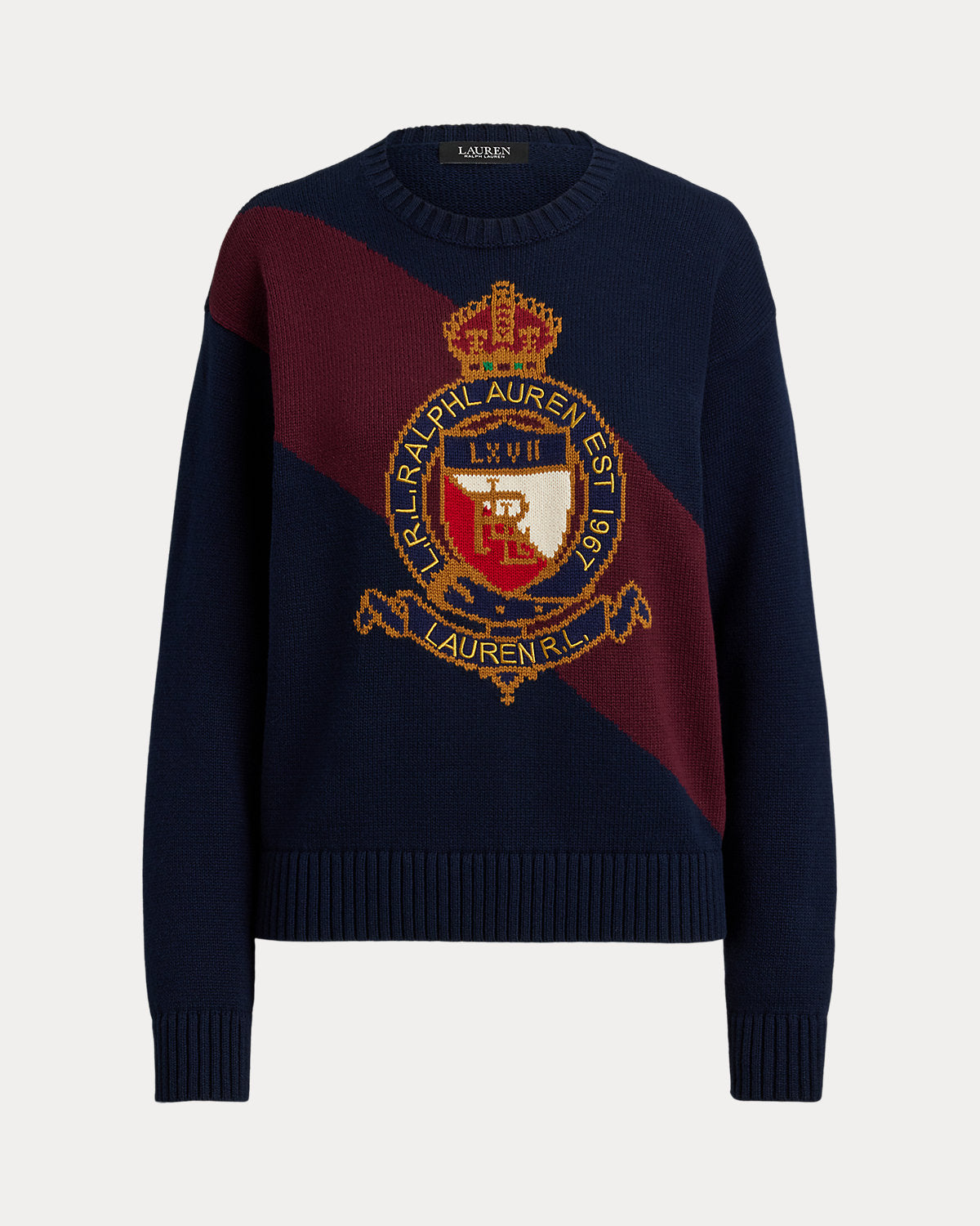 Ralph Lauren ColorBlocked Crest Cotton Sweater
