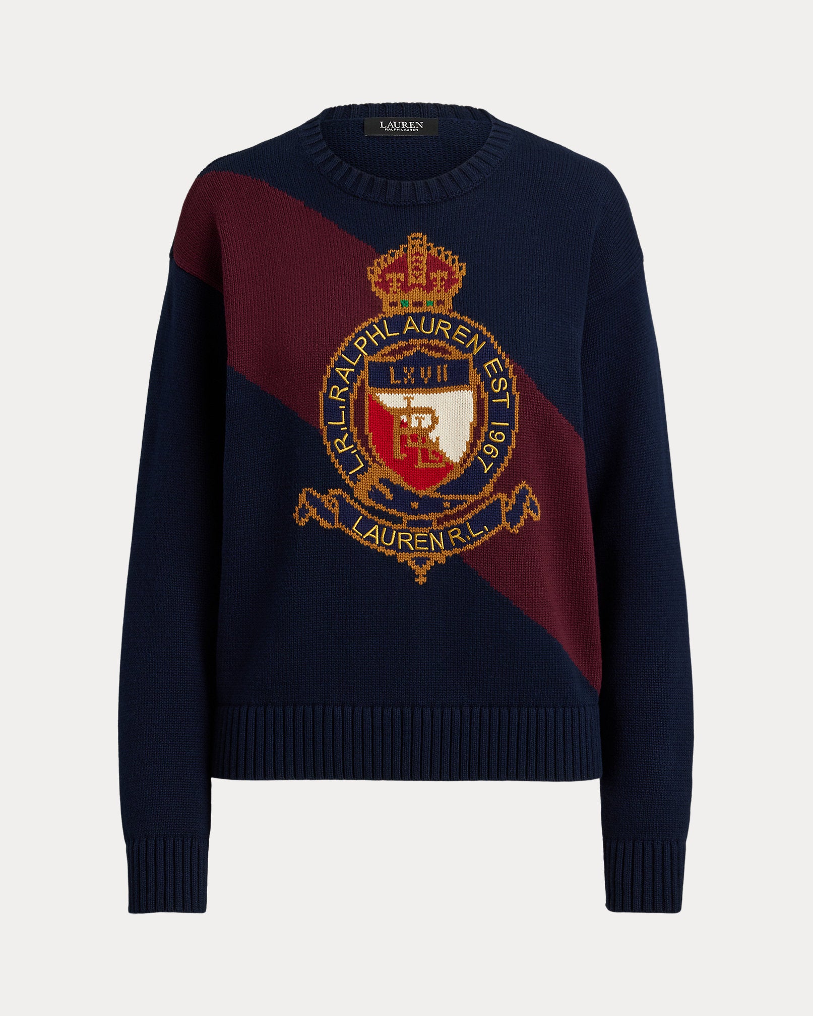 Ralph Lauren ColorBlocked Crest Cotton Sweater