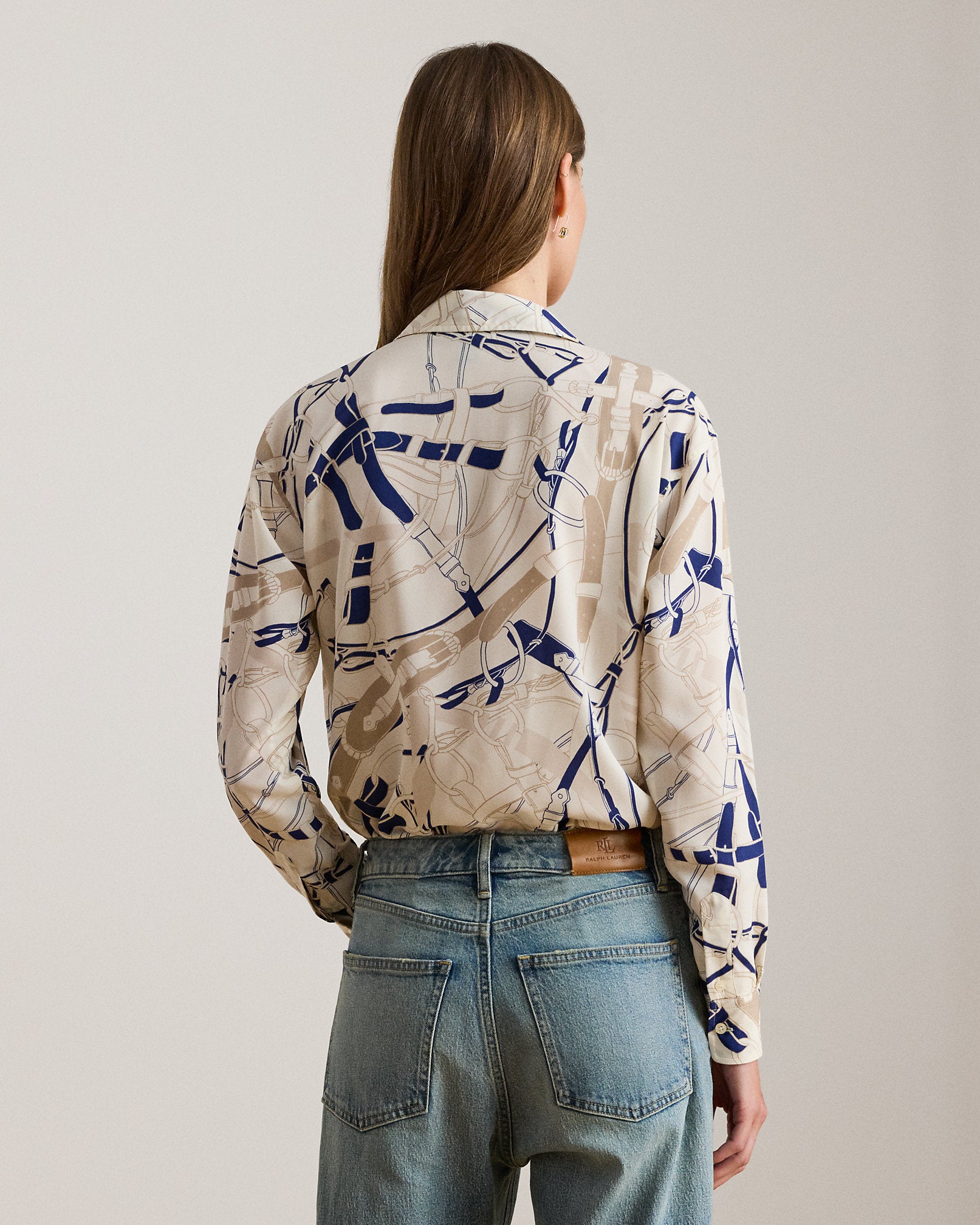 Ralph Lauren Relaxed Fit BeltingPrint Crepe Shirt