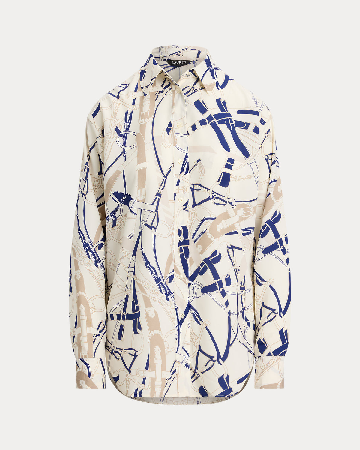 Ralph Lauren Relaxed Fit BeltingPrint Crepe Shirt