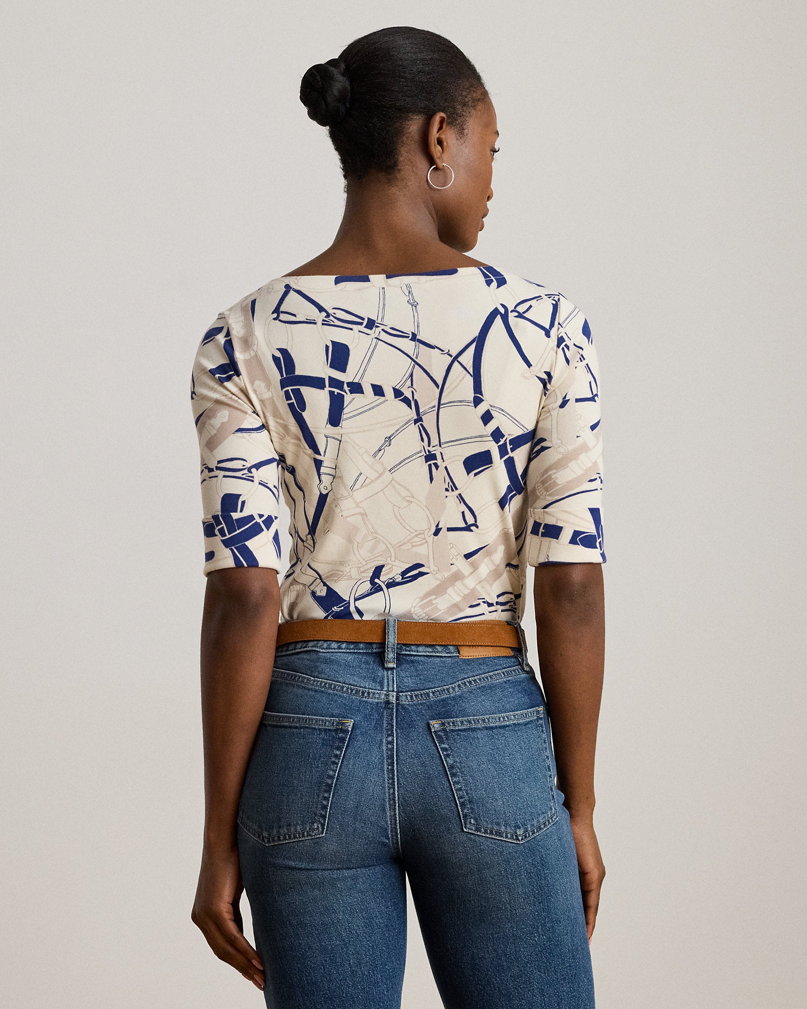 Ralph Lauren BeltingPrint Cotton Boatneck Tee