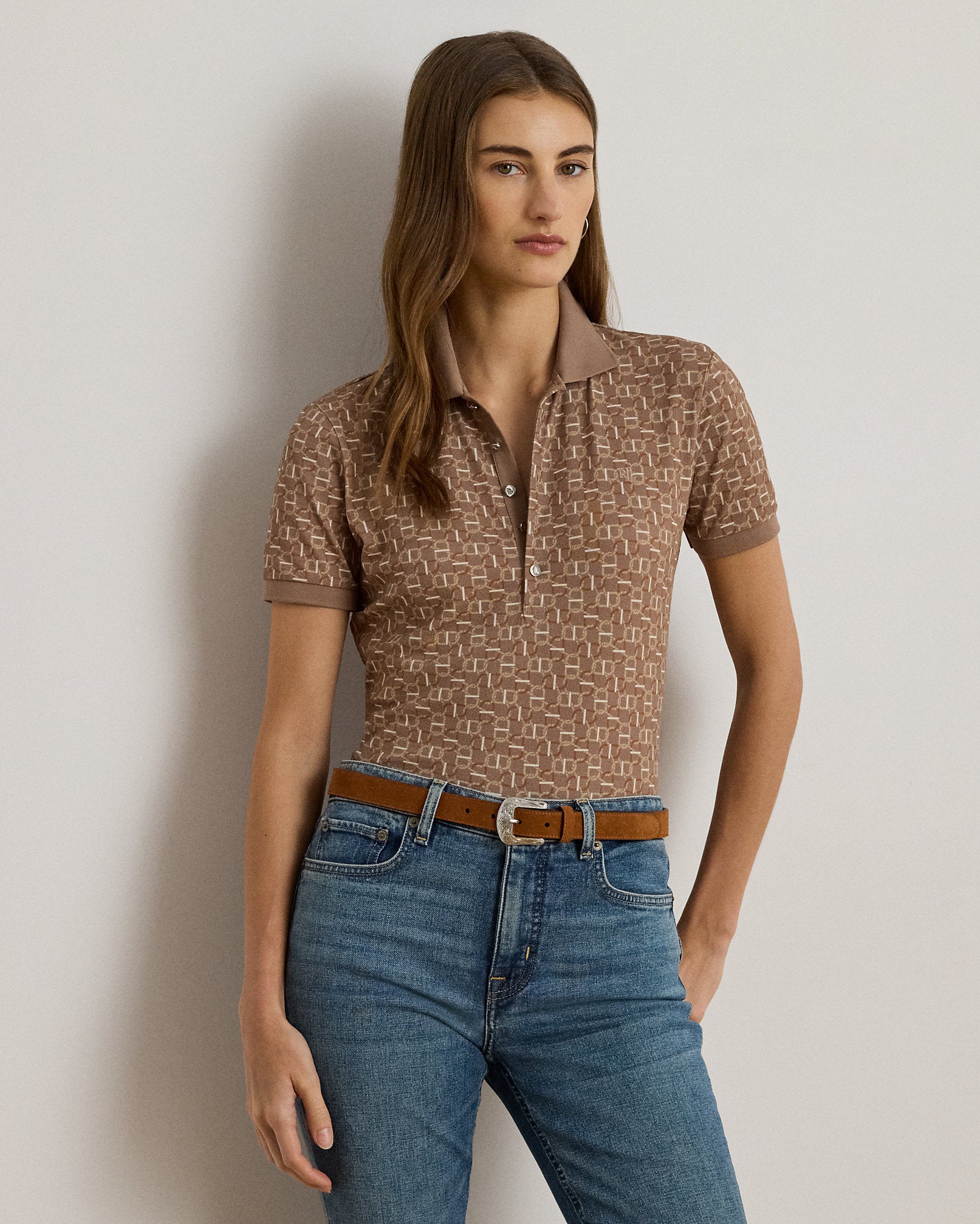 Ralph Lauren GeoPrint Stretch Piqué Polo Shirt