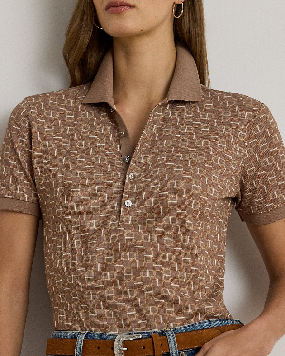 Ralph Lauren GeoPrint Stretch Piqué Polo Shirt