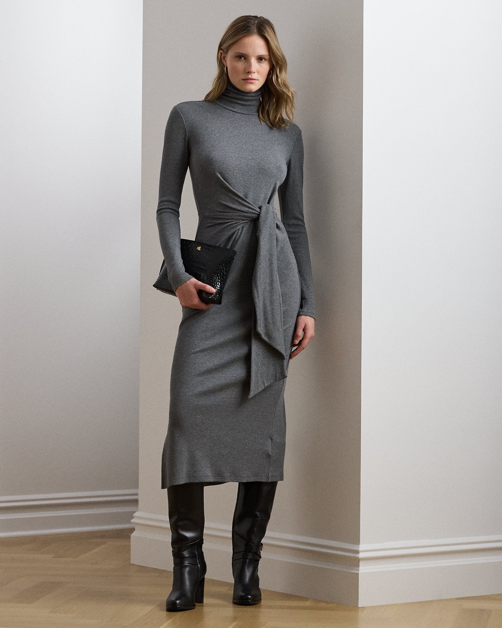 Ralph Lauren TieFront Turtleneck Dress