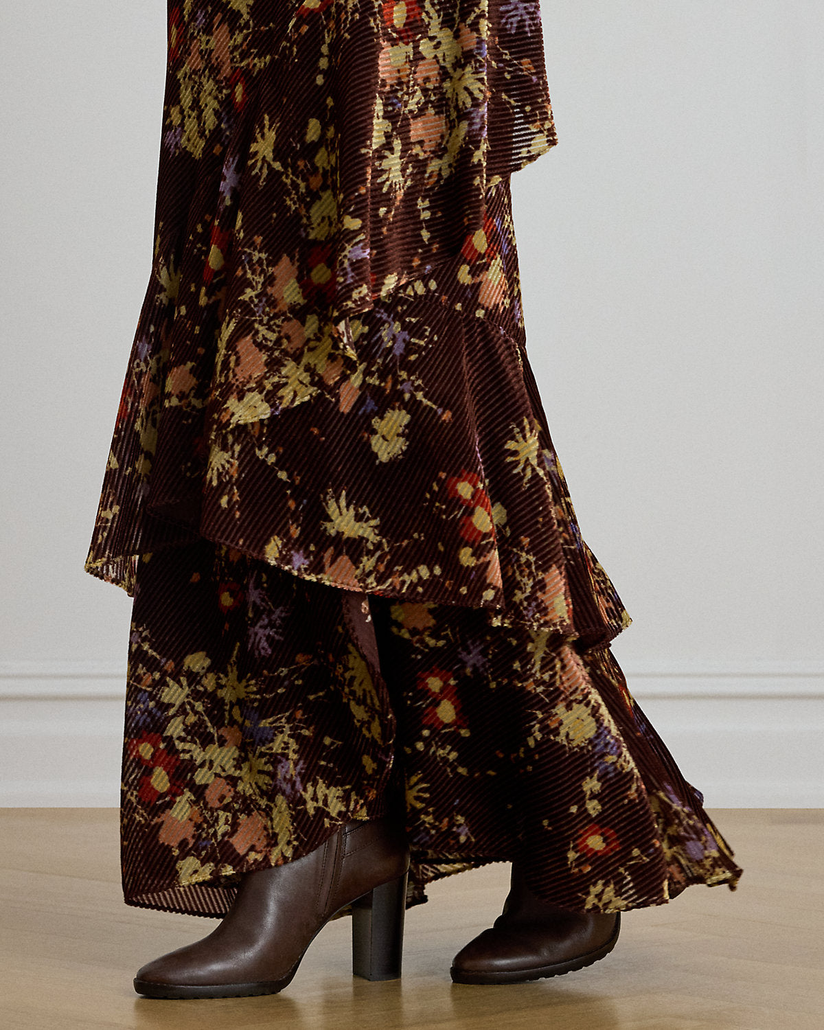 Ralph Lauren Floral Burnout Velvet Tiered Maxiskirt