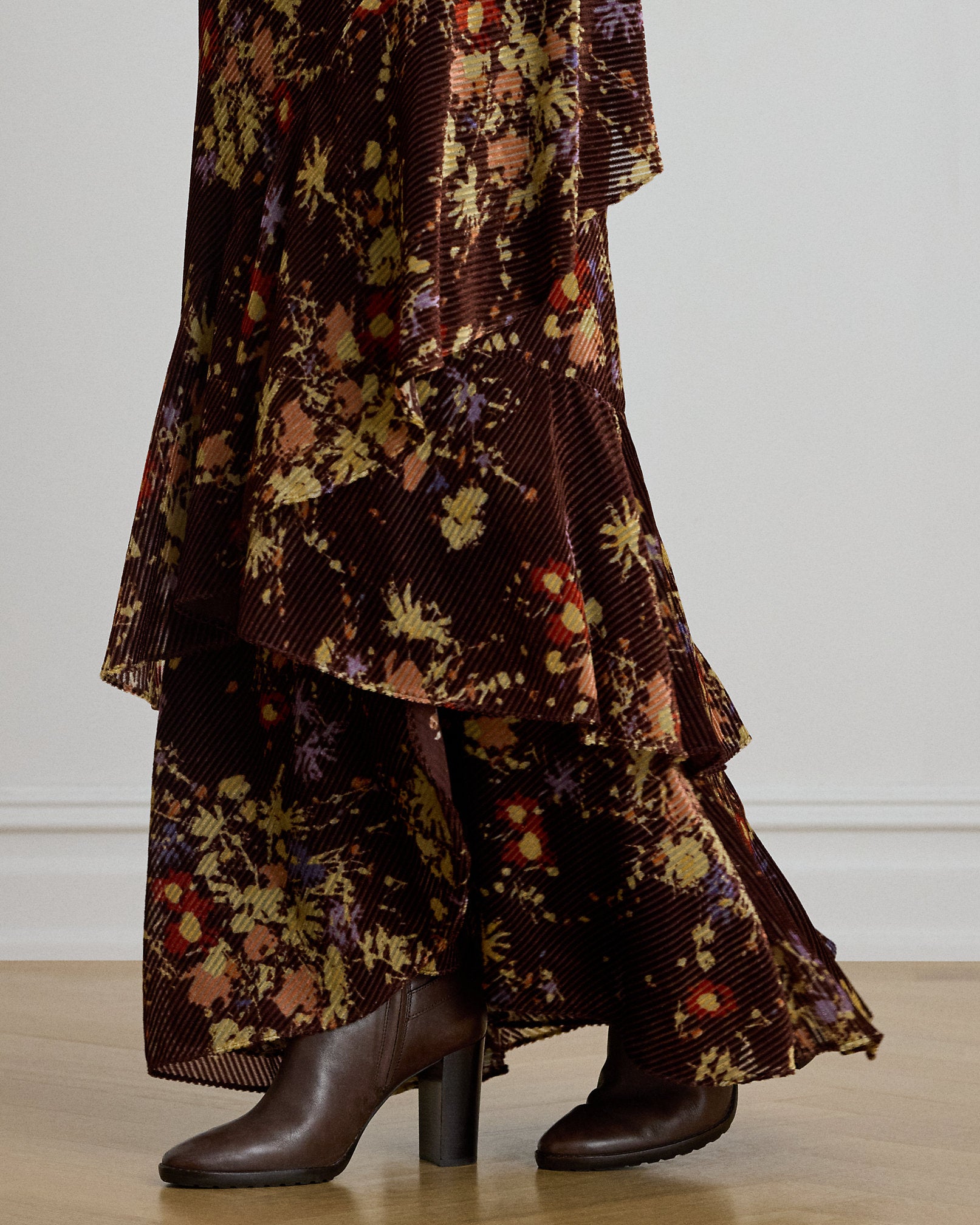 Ralph Lauren Floral Burnout Velvet Tiered Maxiskirt