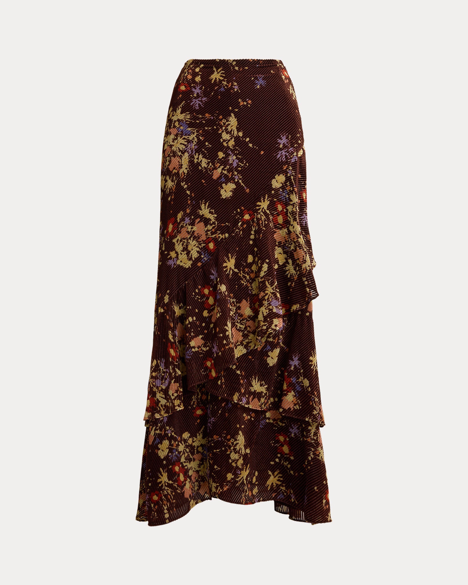 Ralph Lauren Floral Burnout Velvet Tiered Maxiskirt