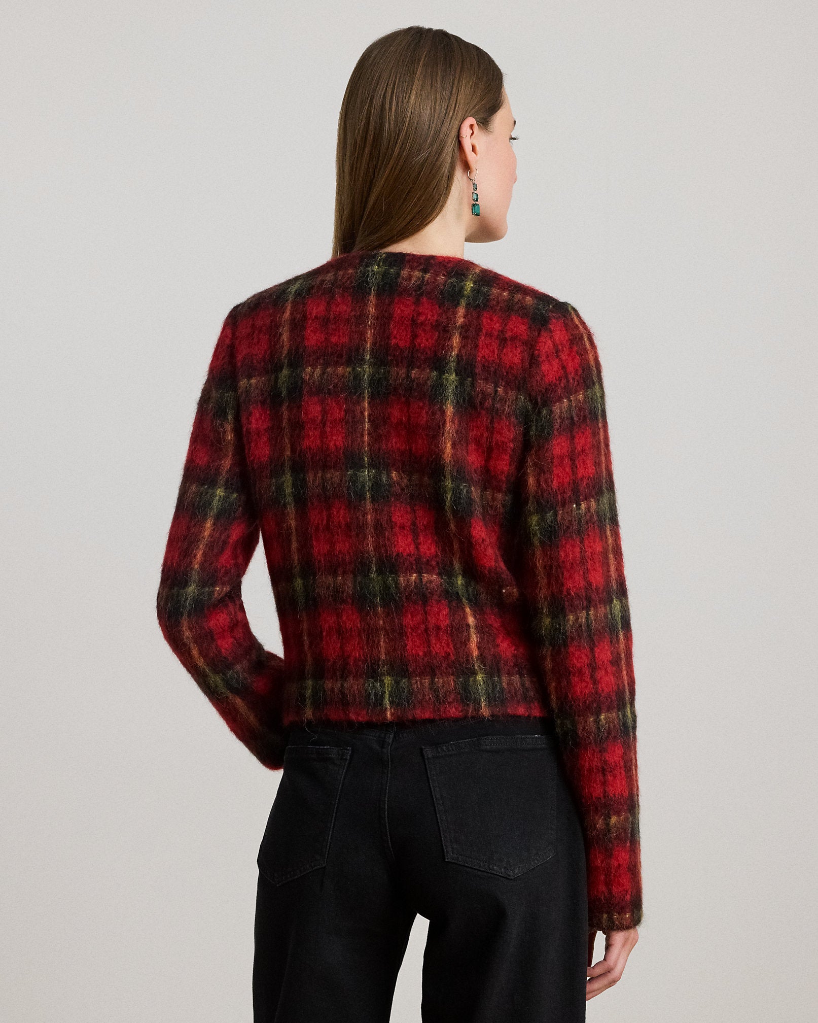 Ralph Lauren Plaid Mohair Cropped Jacket