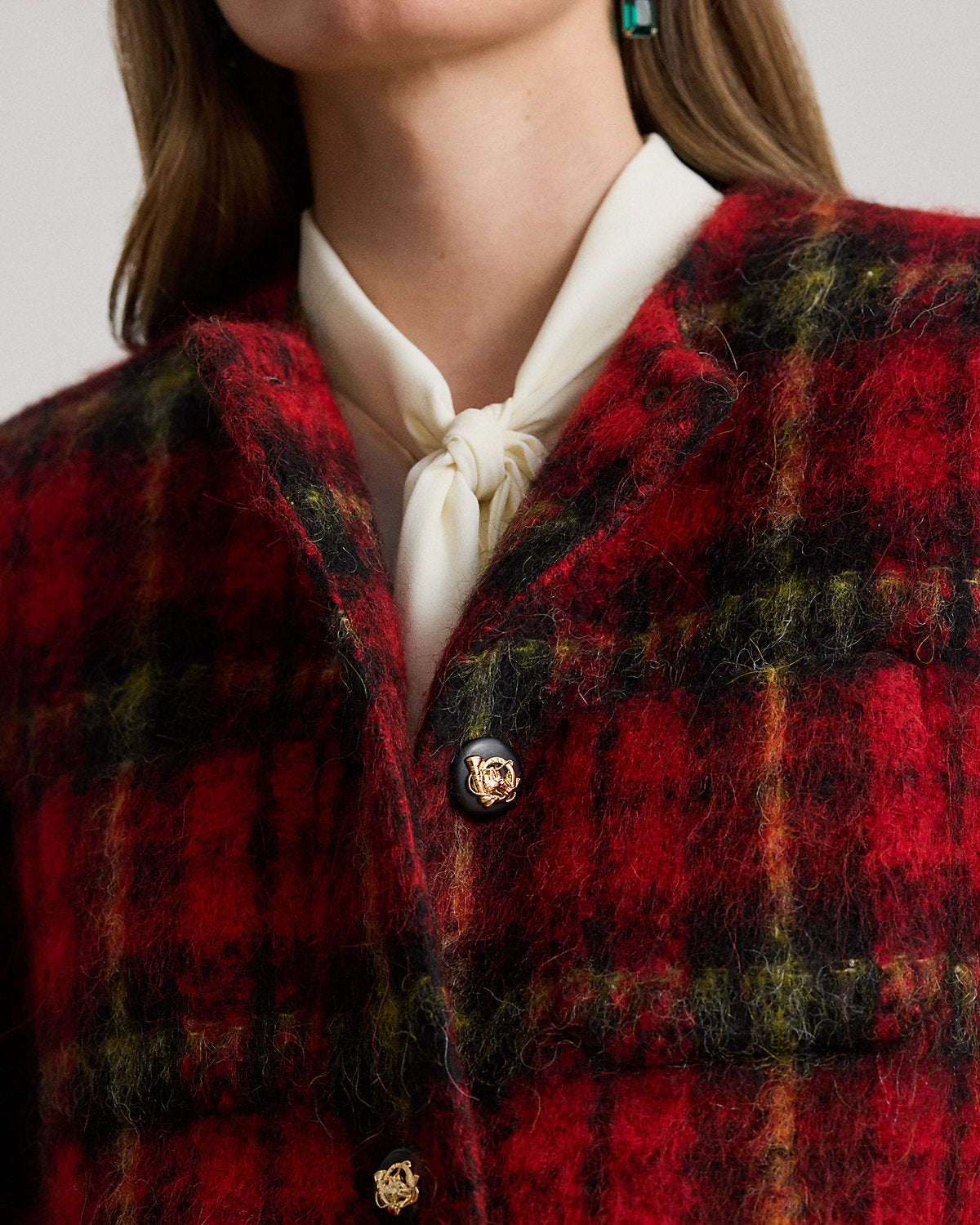 Ralph Lauren Plaid Mohair Cropped Jacket