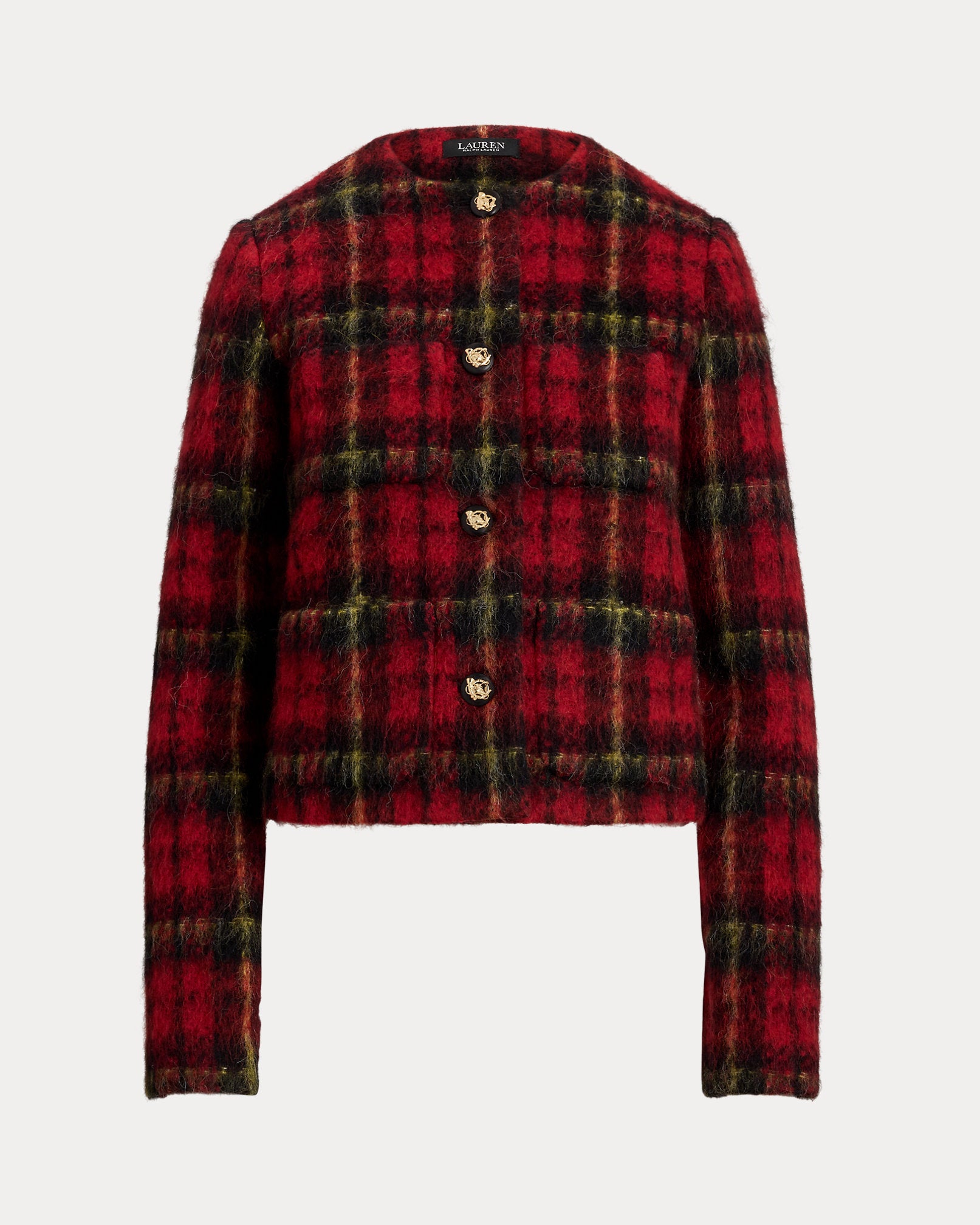 Ralph Lauren Plaid Mohair Cropped Jacket