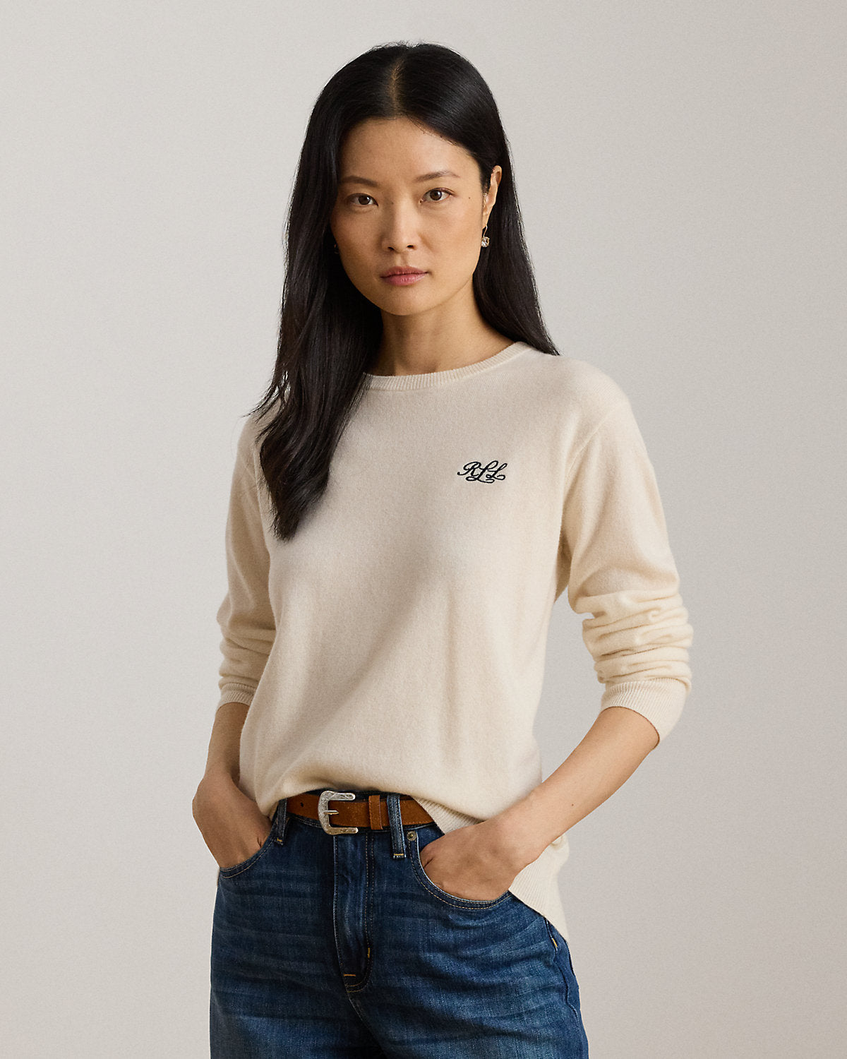 Ralph Lauren Embroidered Cashmere Crewneck Sweater