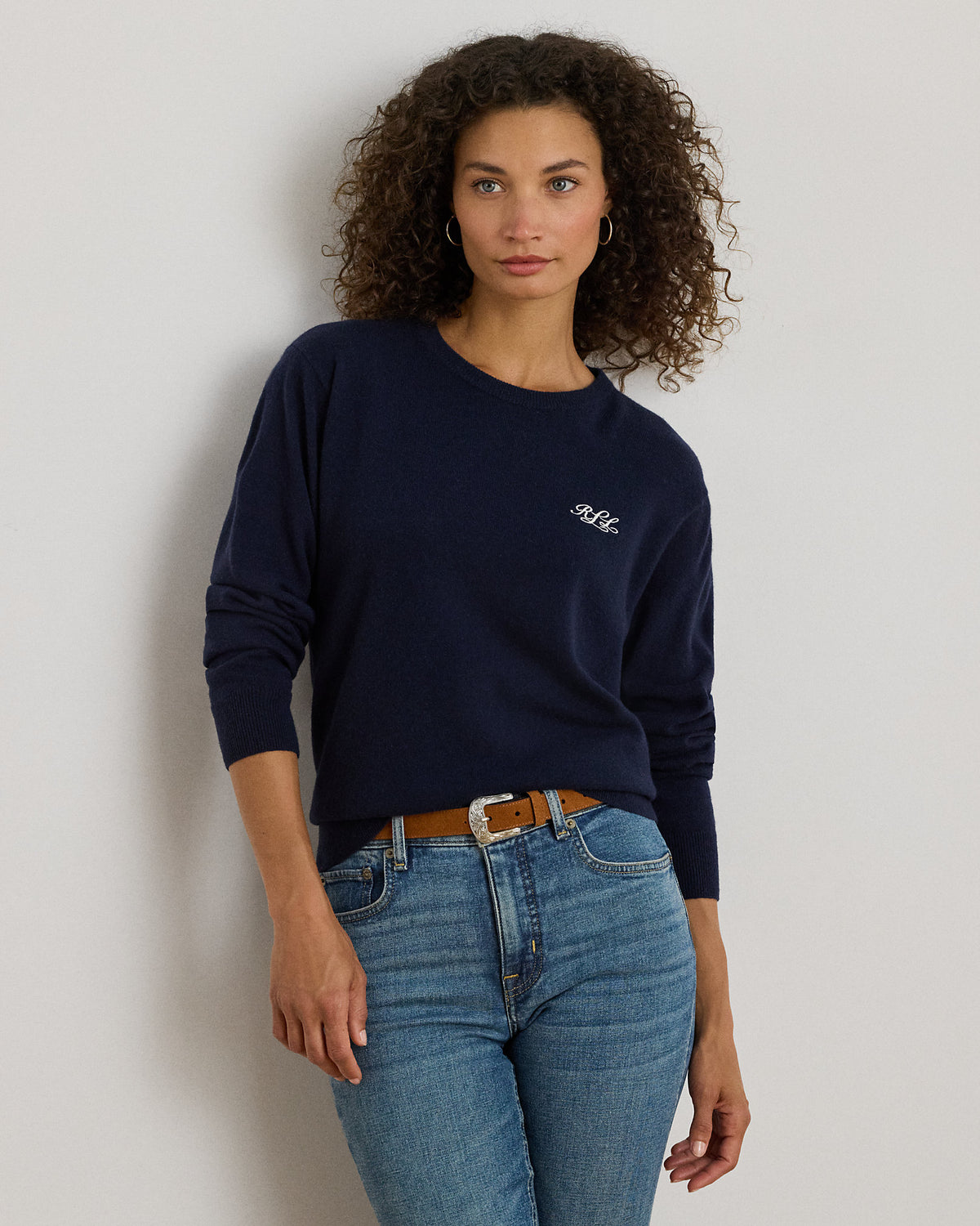 Ralph Lauren Embroidered Cashmere Crewneck Sweater