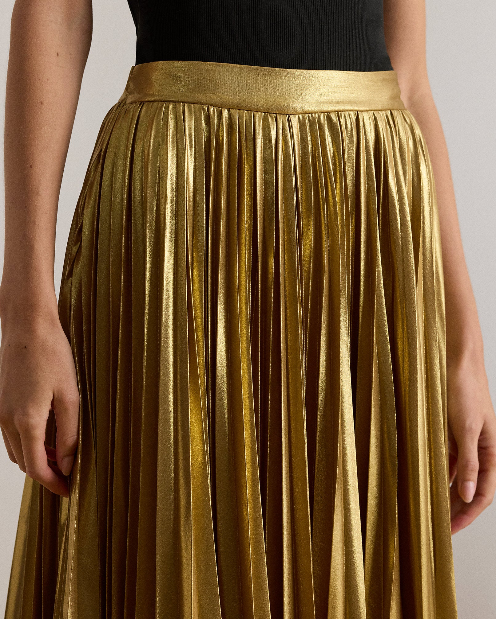 Ralph Lauren Pleated Metallic Chiffon Skirt