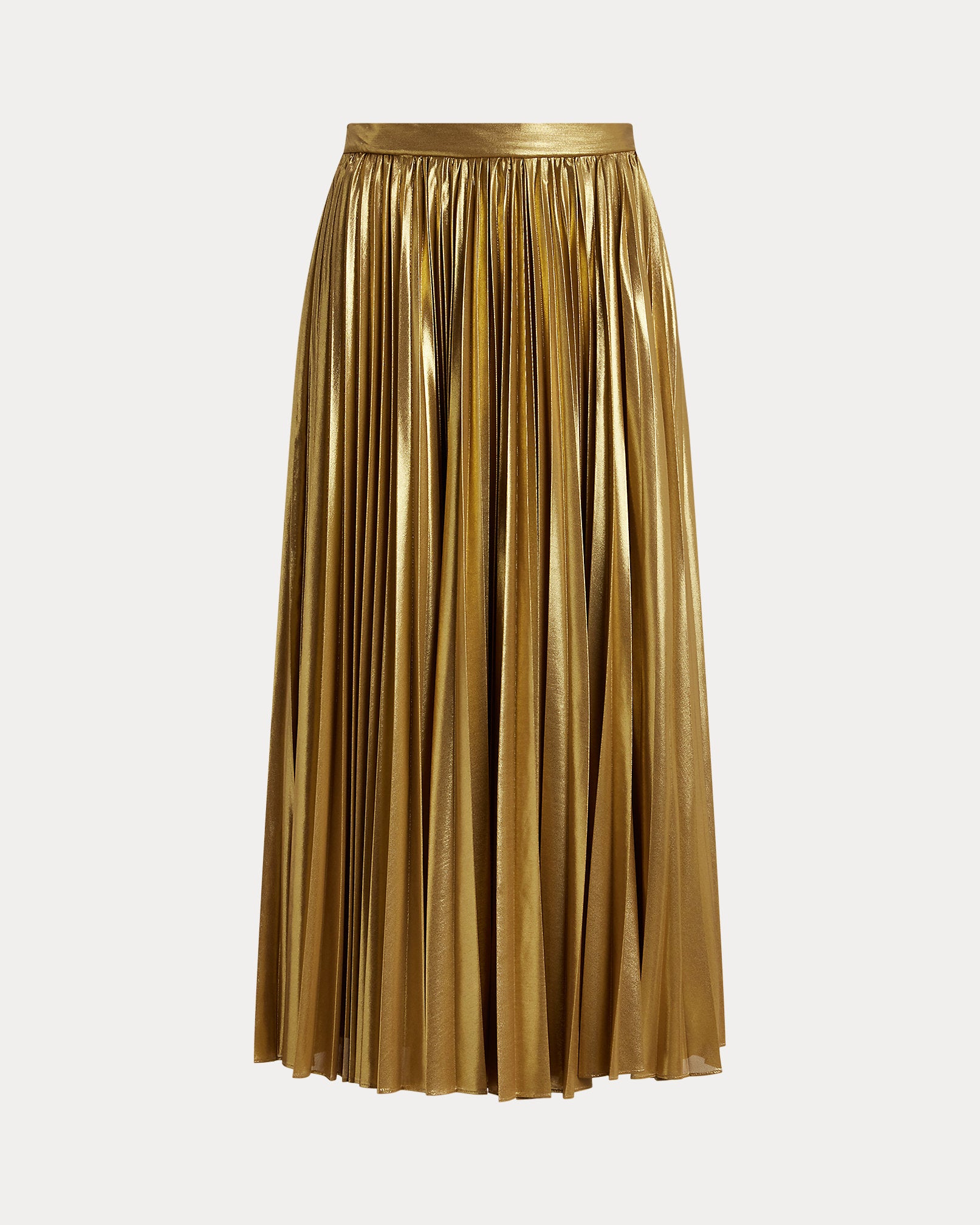 Ralph Lauren Pleated Metallic Chiffon Skirt