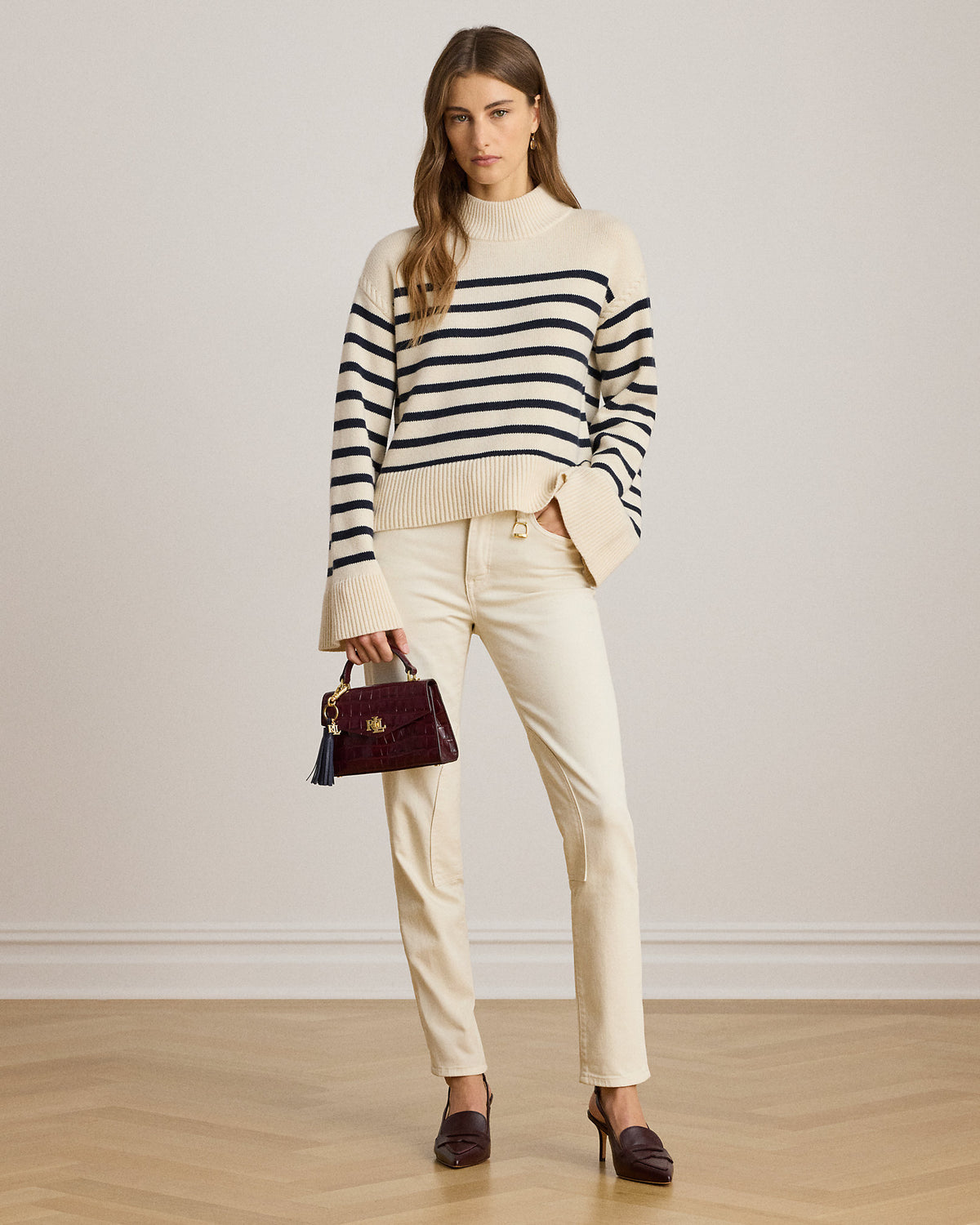 Ralph Lauren Striped WoolBlend Mockneck Sweater