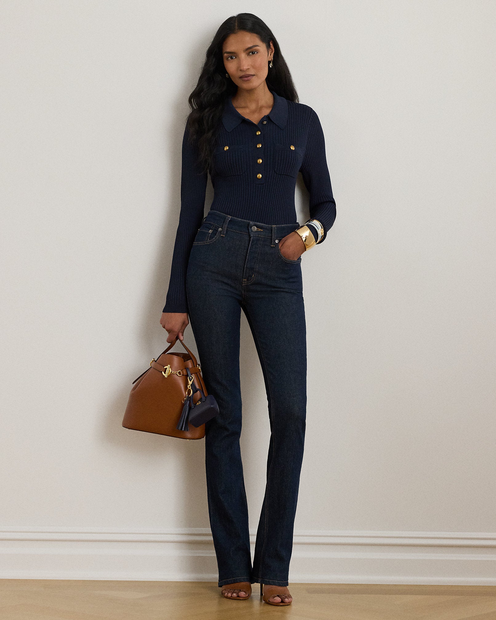 Ralph Lauren RibKnit LongSleeve Polo Sweater