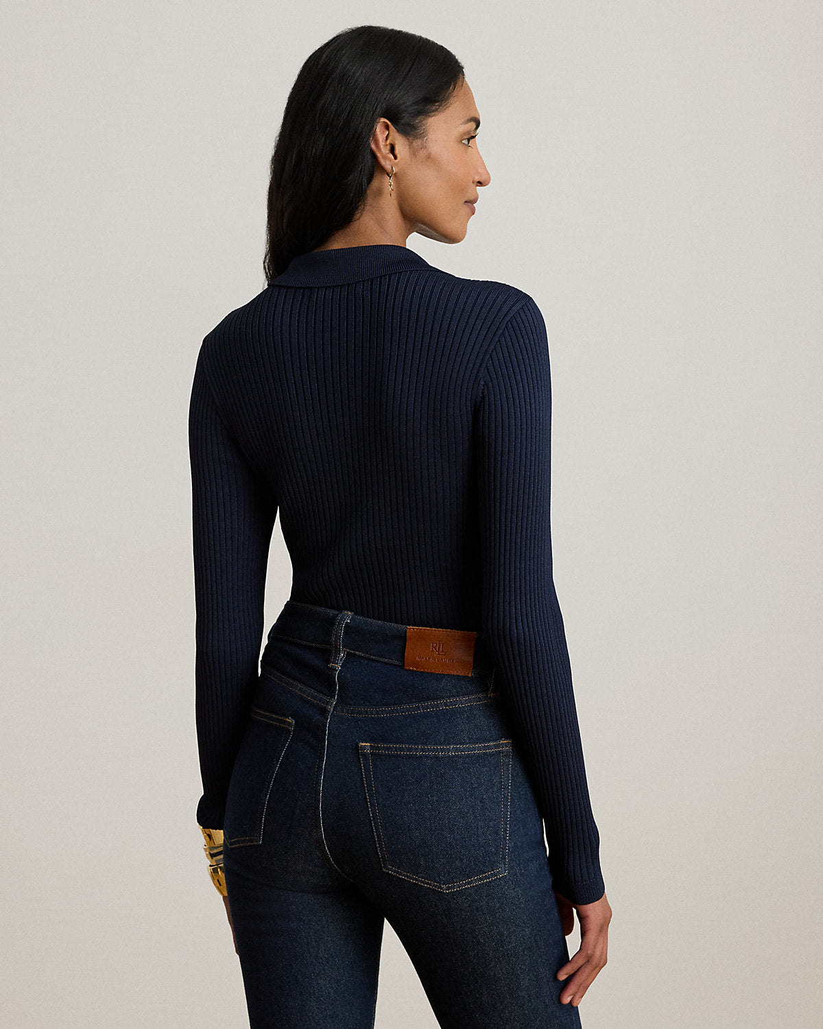Ralph Lauren RibKnit LongSleeve Polo Sweater