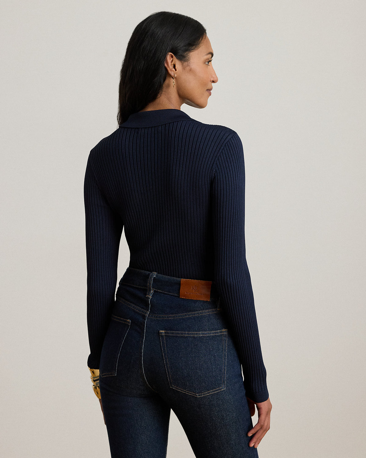 Ralph Lauren RibKnit LongSleeve Polo Sweater
