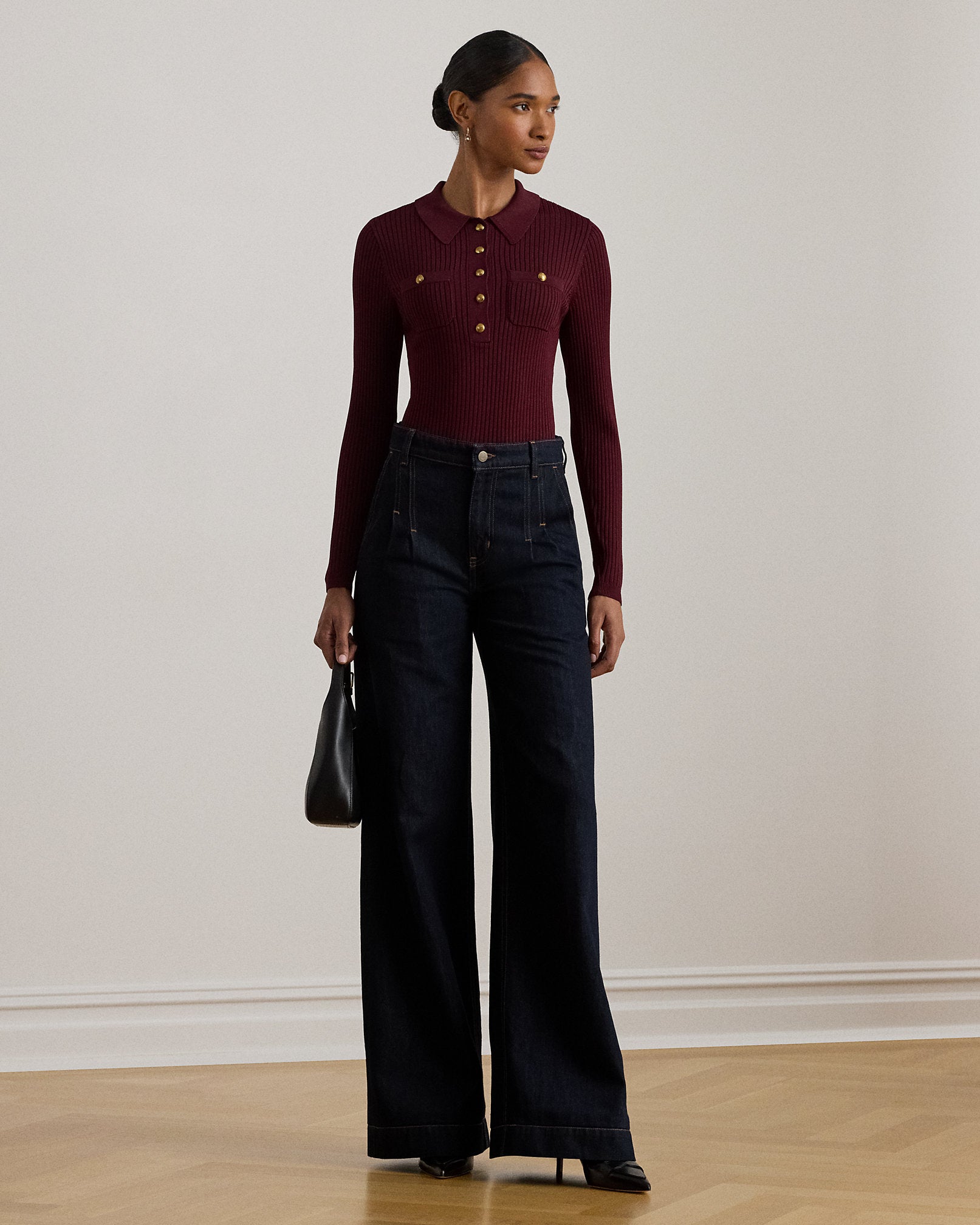 Ralph Lauren RibKnit LongSleeve Polo Sweater