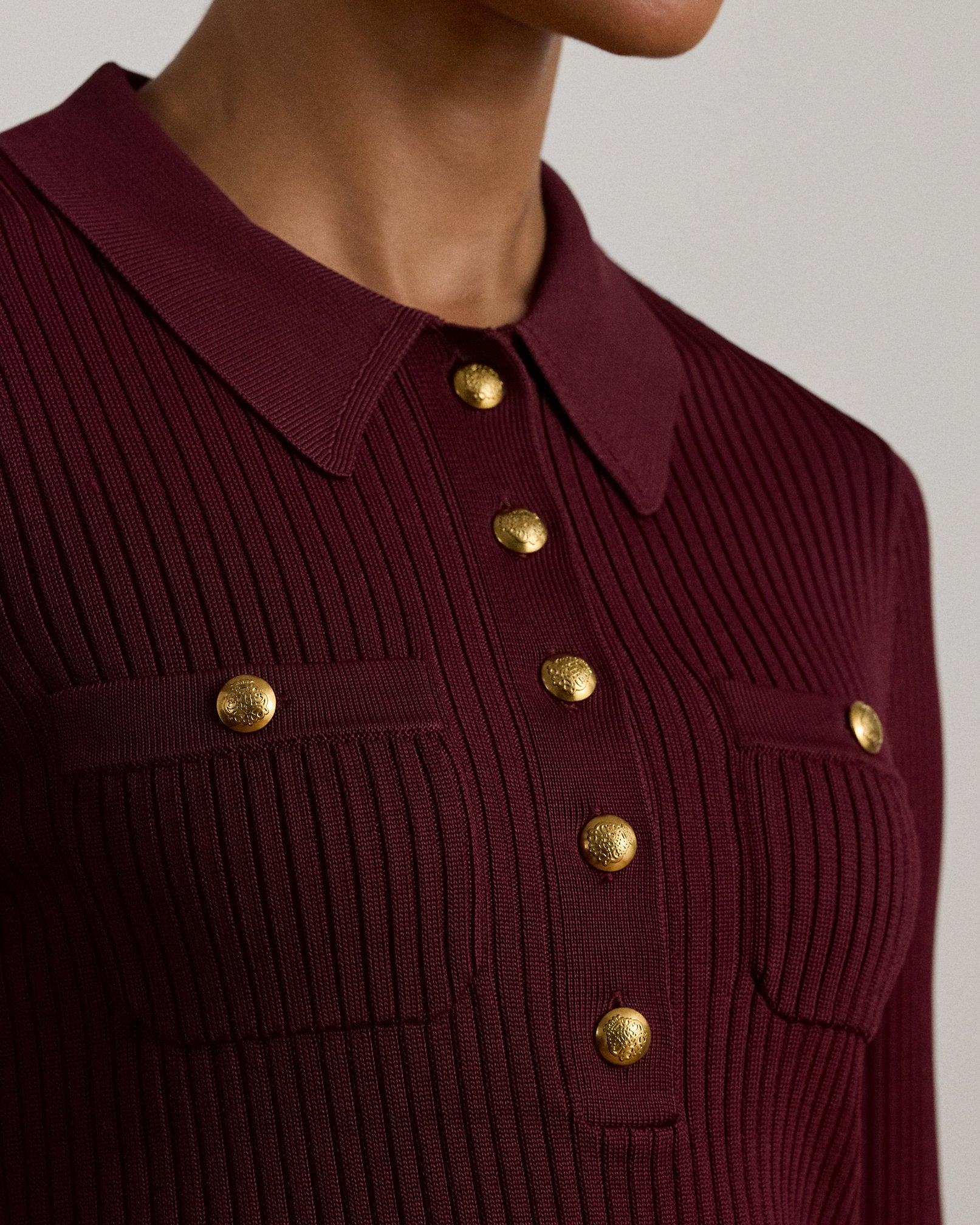 Ralph Lauren RibKnit LongSleeve Polo Sweater