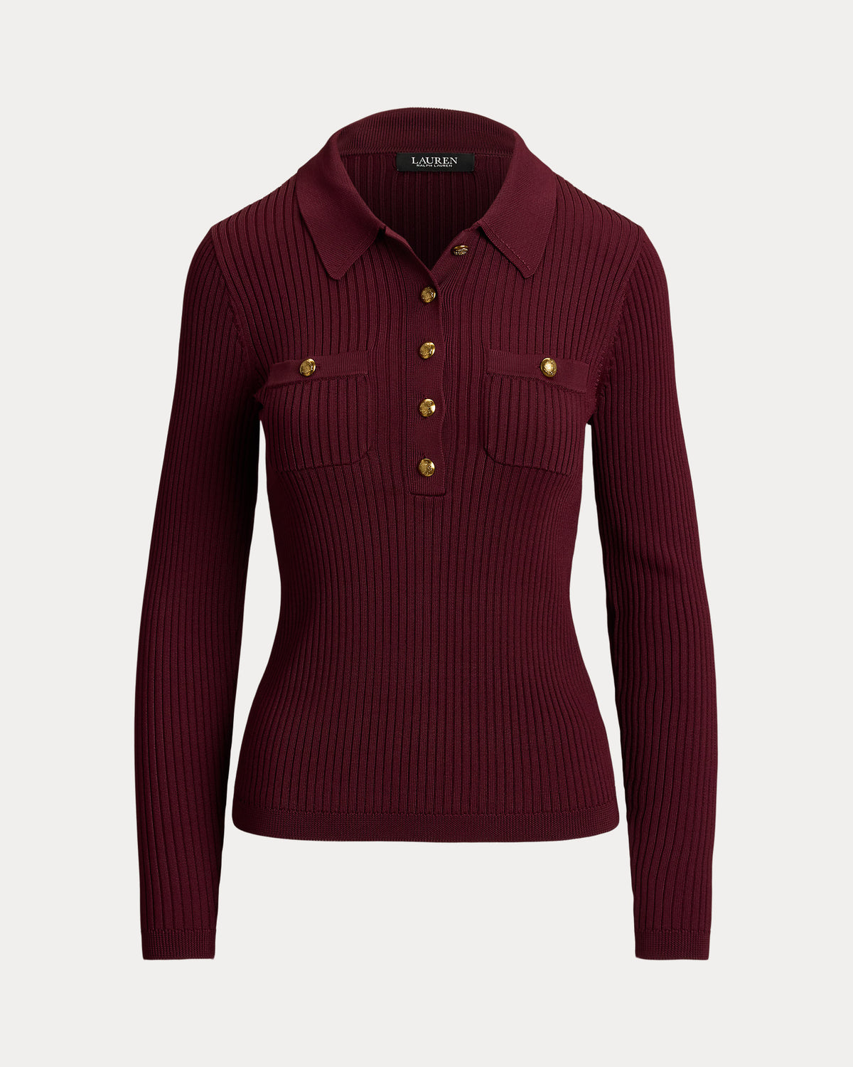 Ralph Lauren RibKnit LongSleeve Polo Sweater