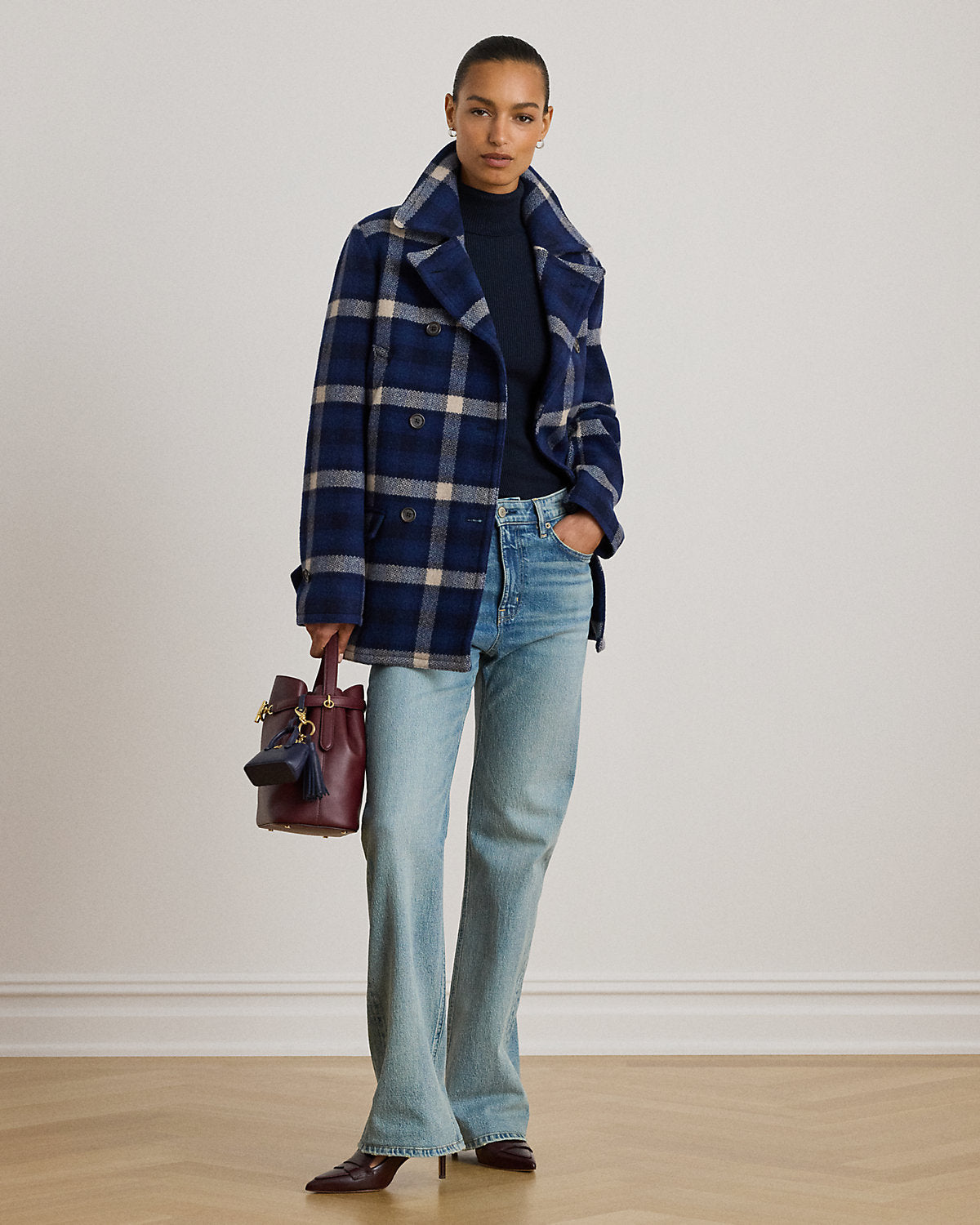Ralph Lauren DoubleBreasted Plaid Tweed Coat