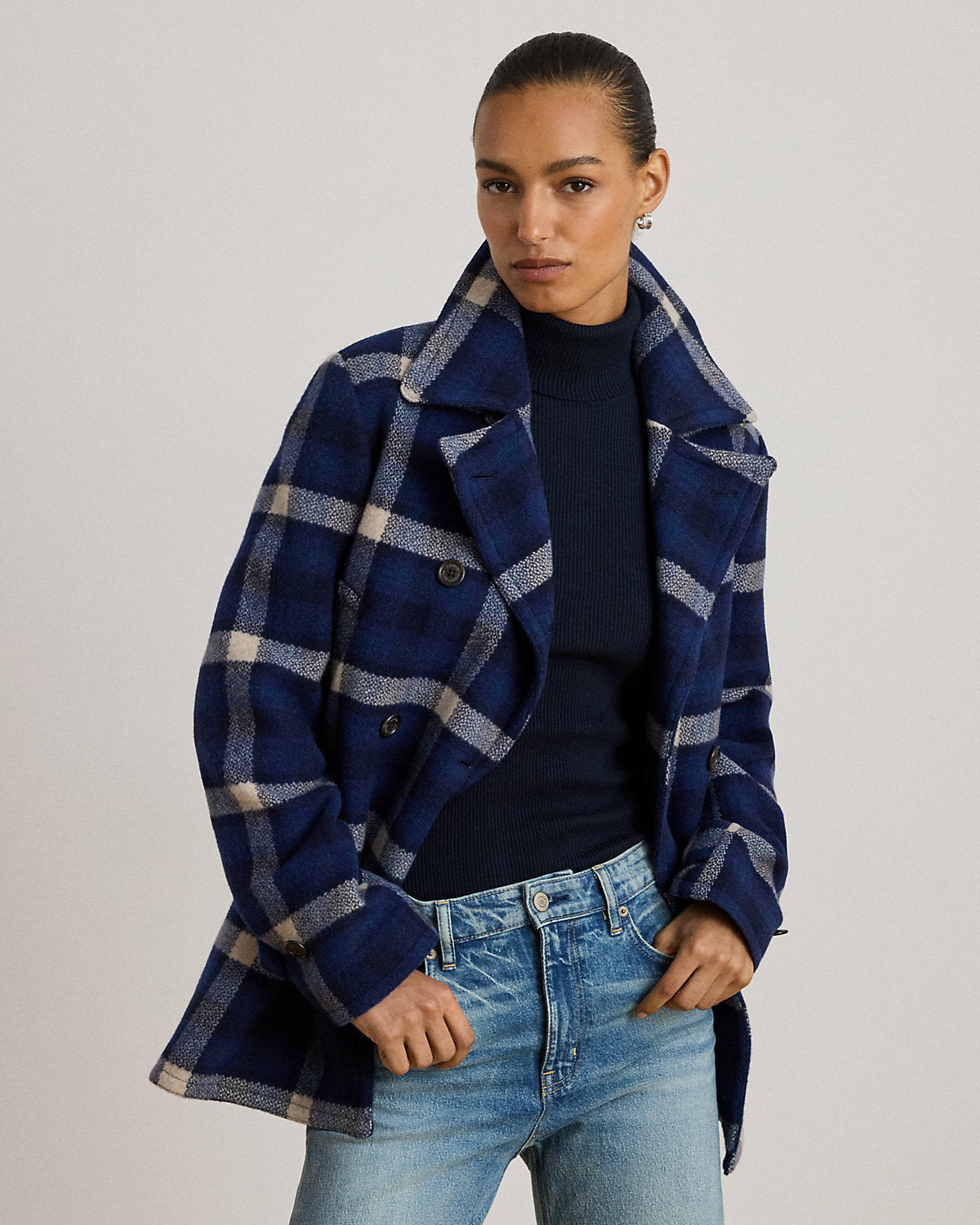 Ralph Lauren DoubleBreasted Plaid Tweed Coat