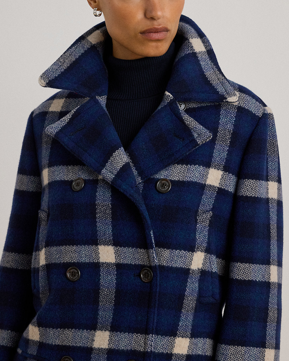 Ralph Lauren DoubleBreasted Plaid Tweed Coat