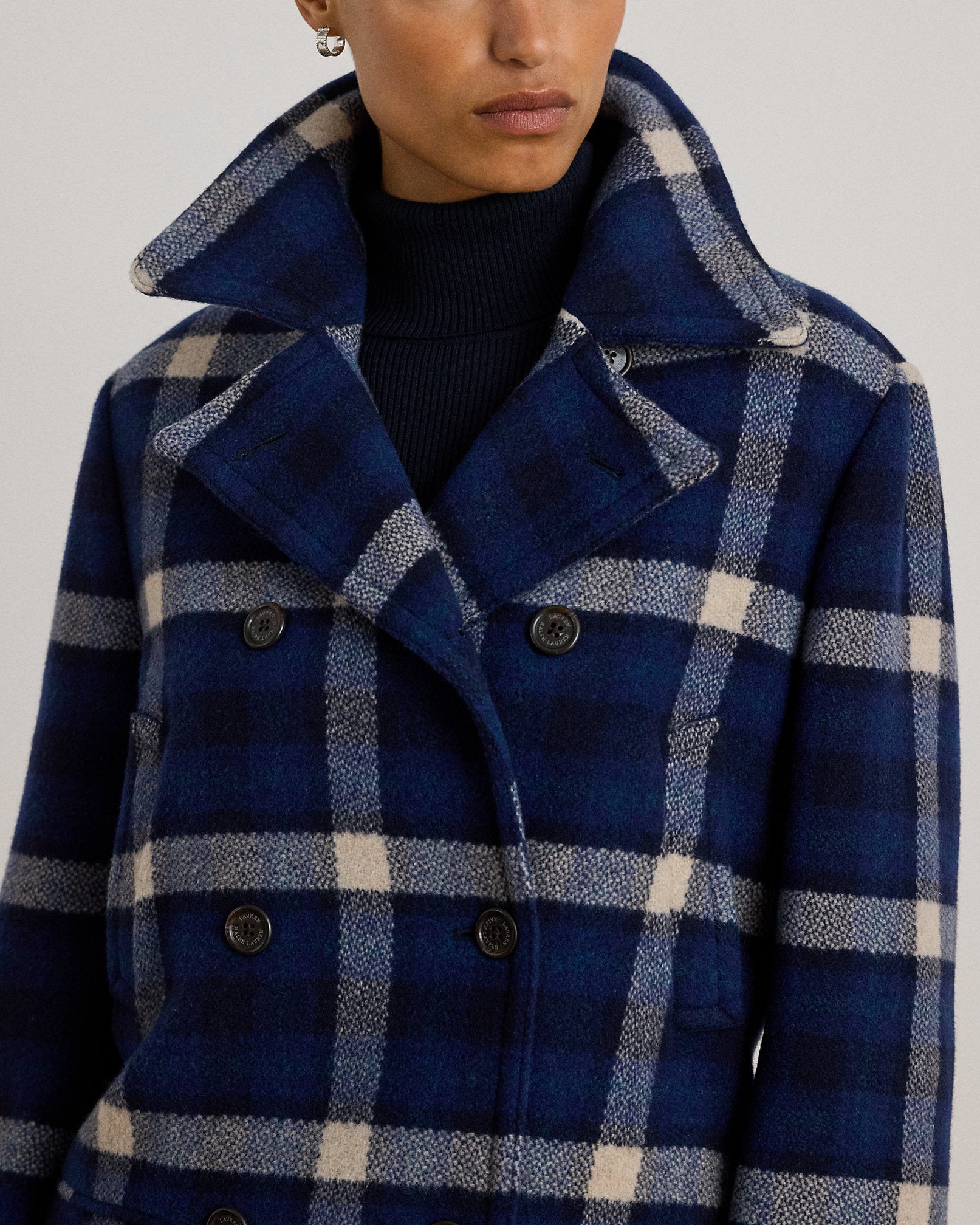 Ralph Lauren DoubleBreasted Plaid Tweed Coat