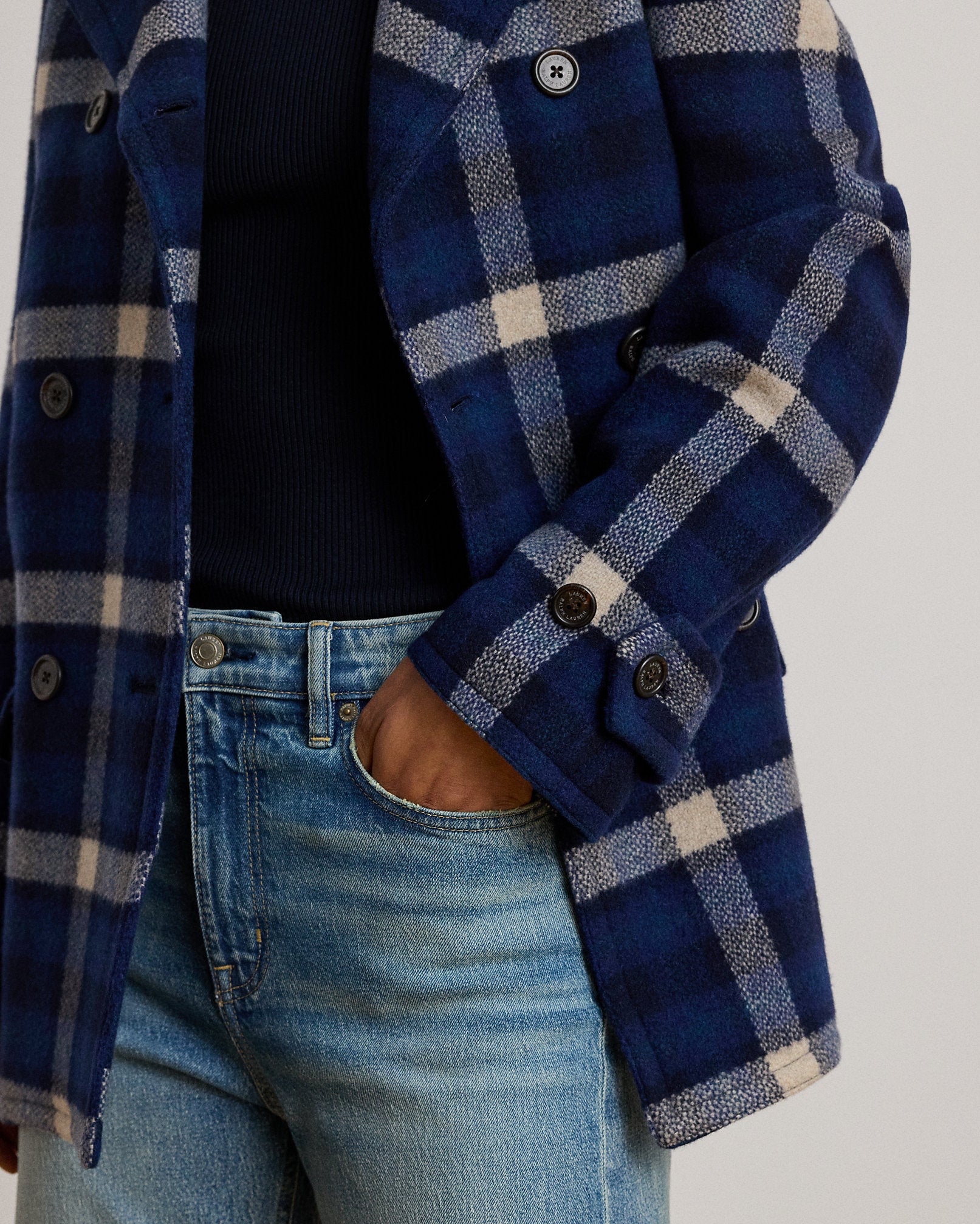 Ralph Lauren DoubleBreasted Plaid Tweed Coat