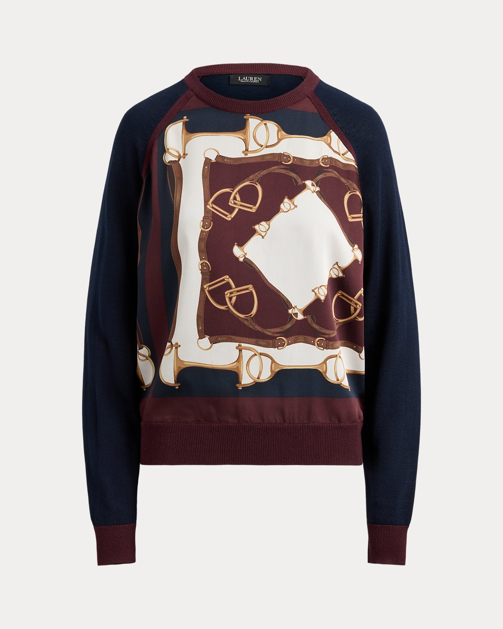 Ralph Lauren EquestrianPrint CottonBlend Sweater